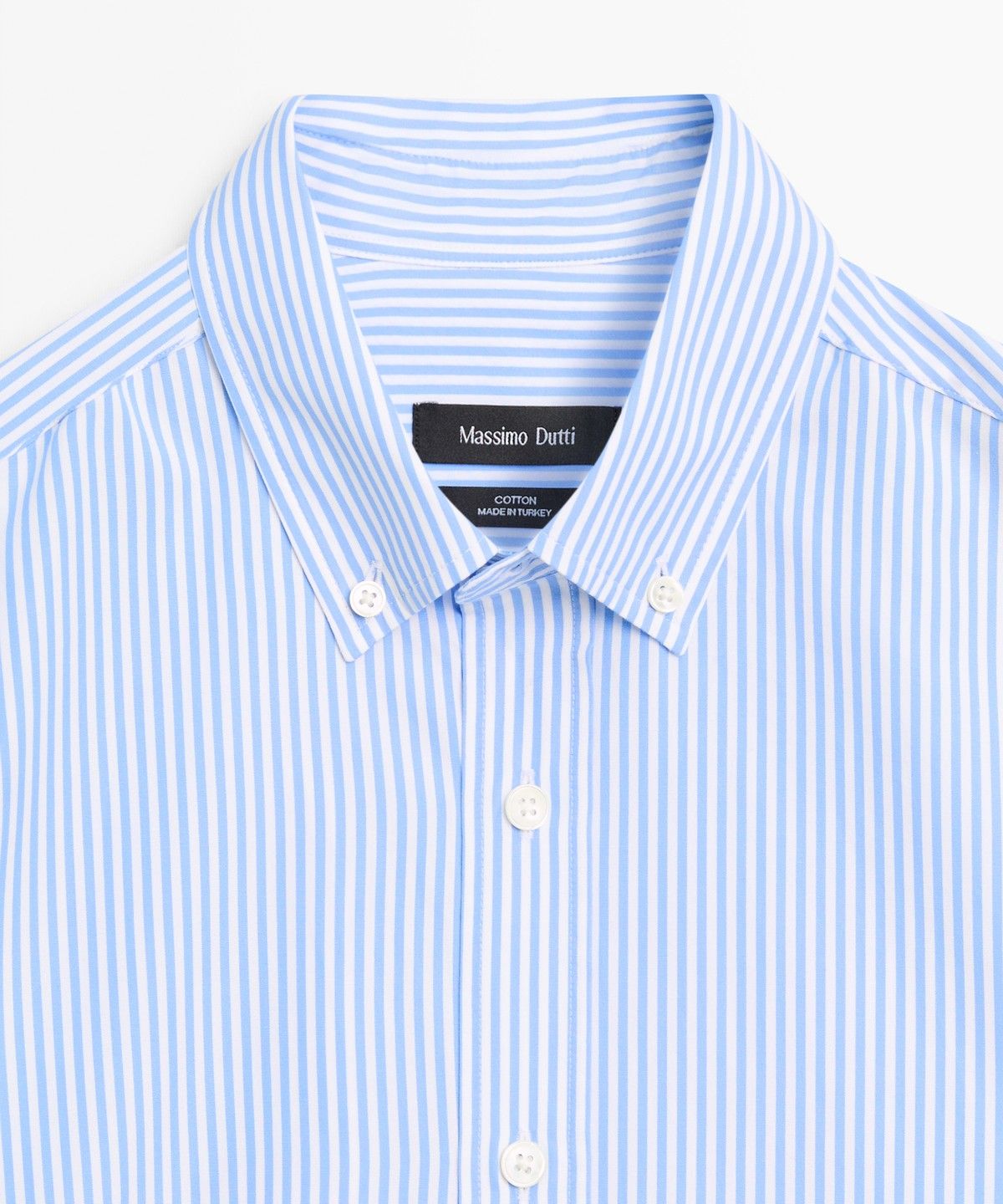 마시모두띠(MASSIMO DUTTI) 100% 코튼 레귤러 핏 스트라이프 셔츠