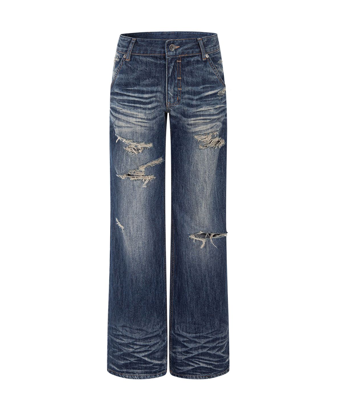 플리즈노팔로우(PLEASENOFOLLOW) 26 Washed Straight Denim (Washed Deep Blue)