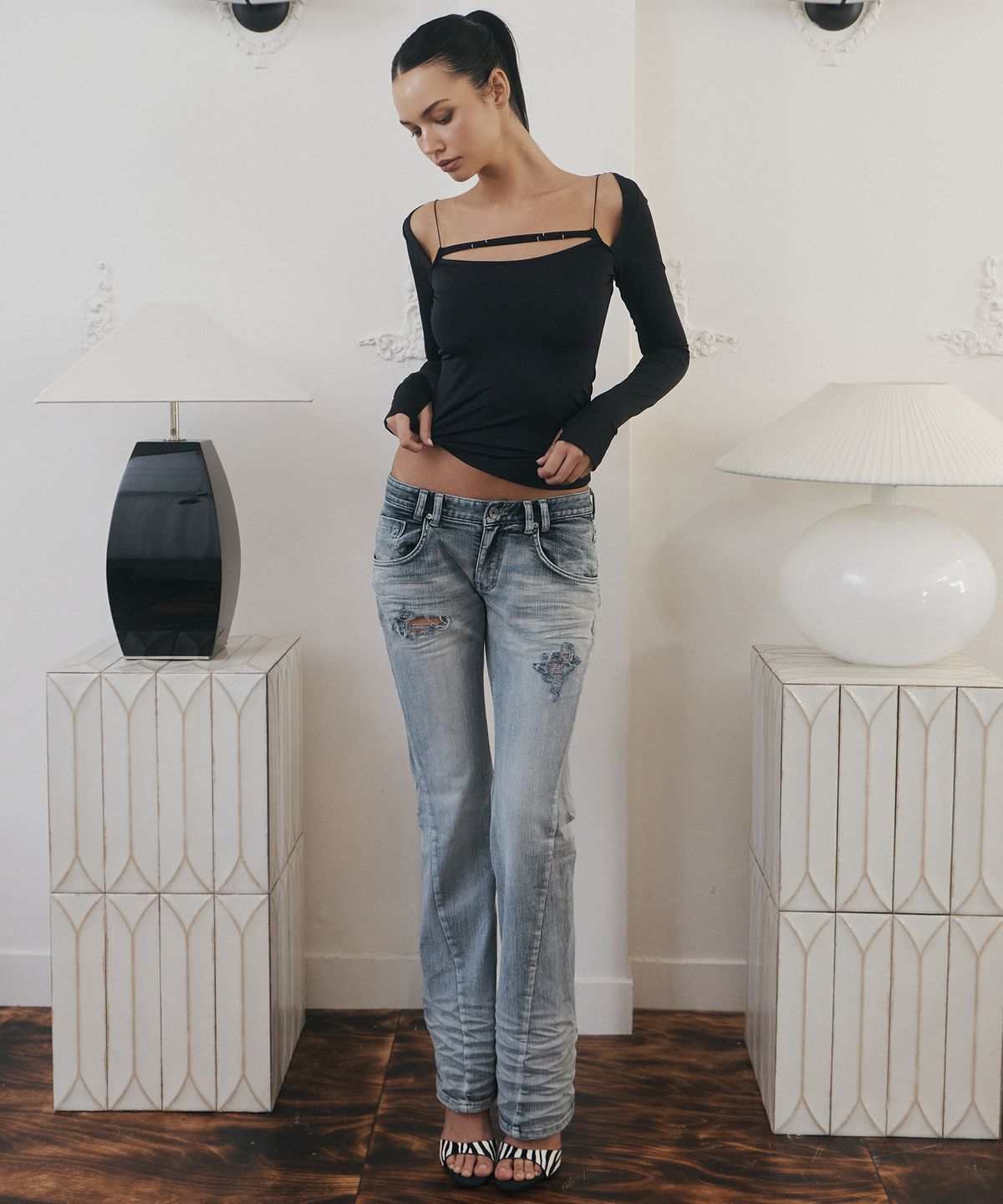 플리즈노팔로우(PLEASENOFOLLOW) Marvel Vintage Semi-Bootcut Denim (Silver Blue)