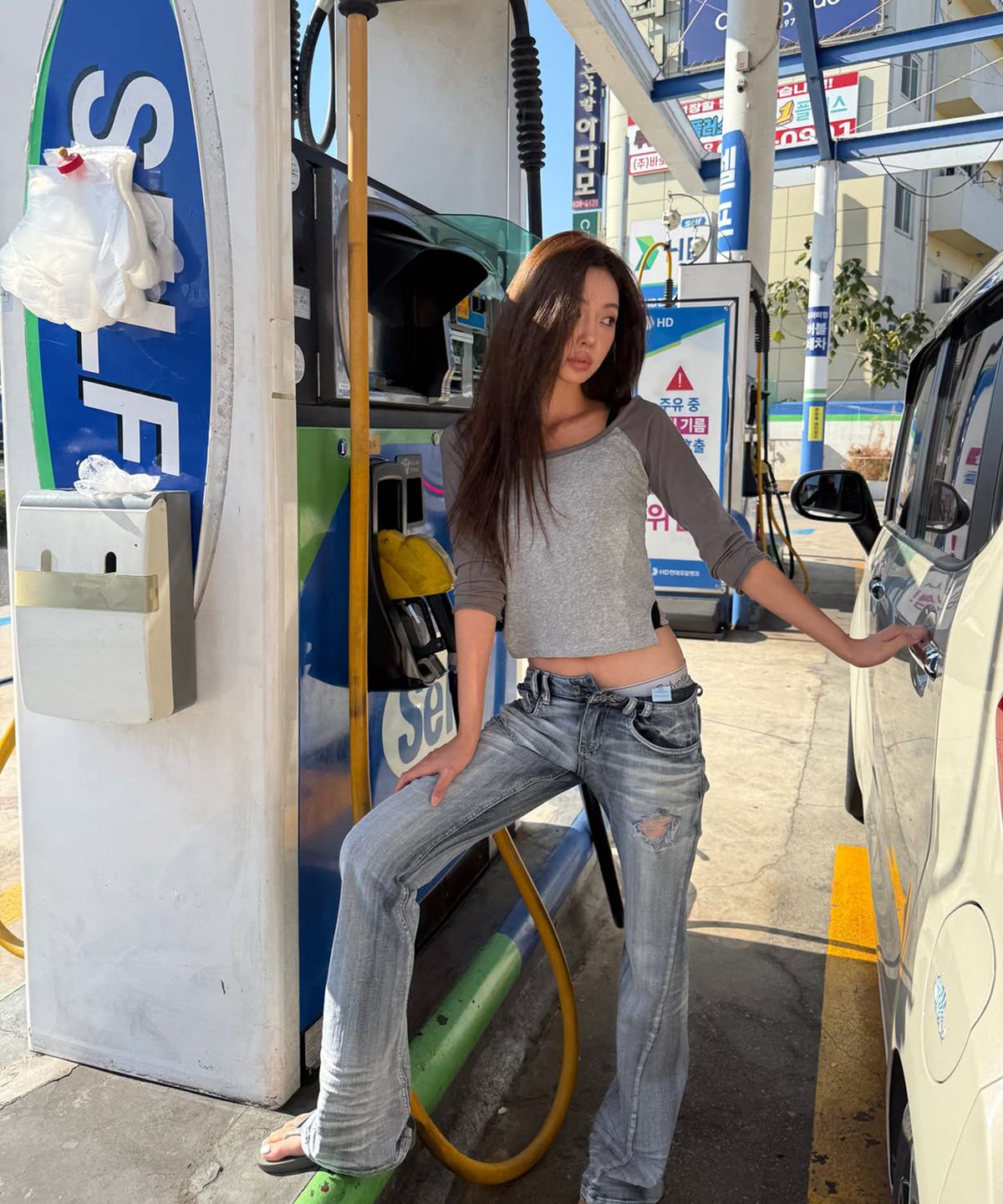 플리즈노팔로우(PLEASENOFOLLOW) Marvel Vintage Semi-Bootcut Denim (Silver Blue)