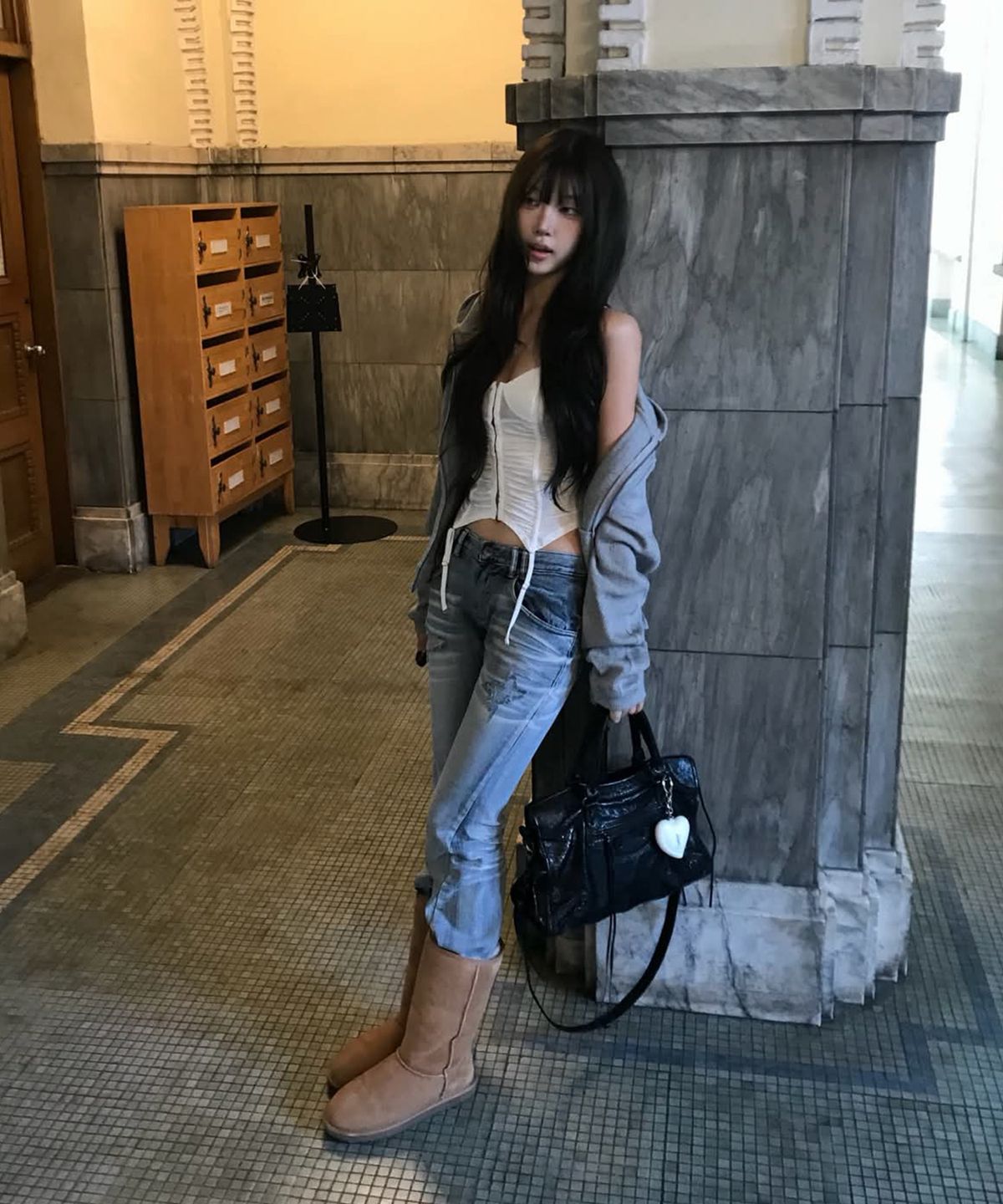 플리즈노팔로우(PLEASENOFOLLOW) Marvel Vintage Semi-Bootcut Denim (Silver Blue)