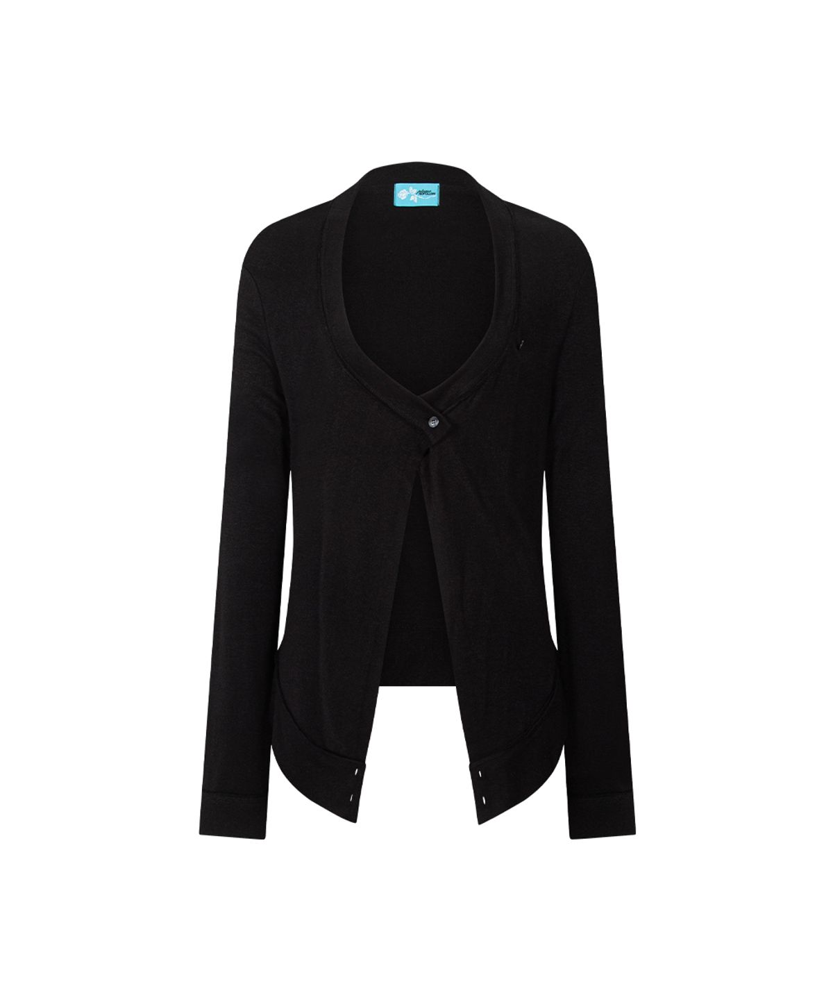 플리즈노팔로우(PLEASENOFOLLOW) Raya Drape Button Cardigan (Black)