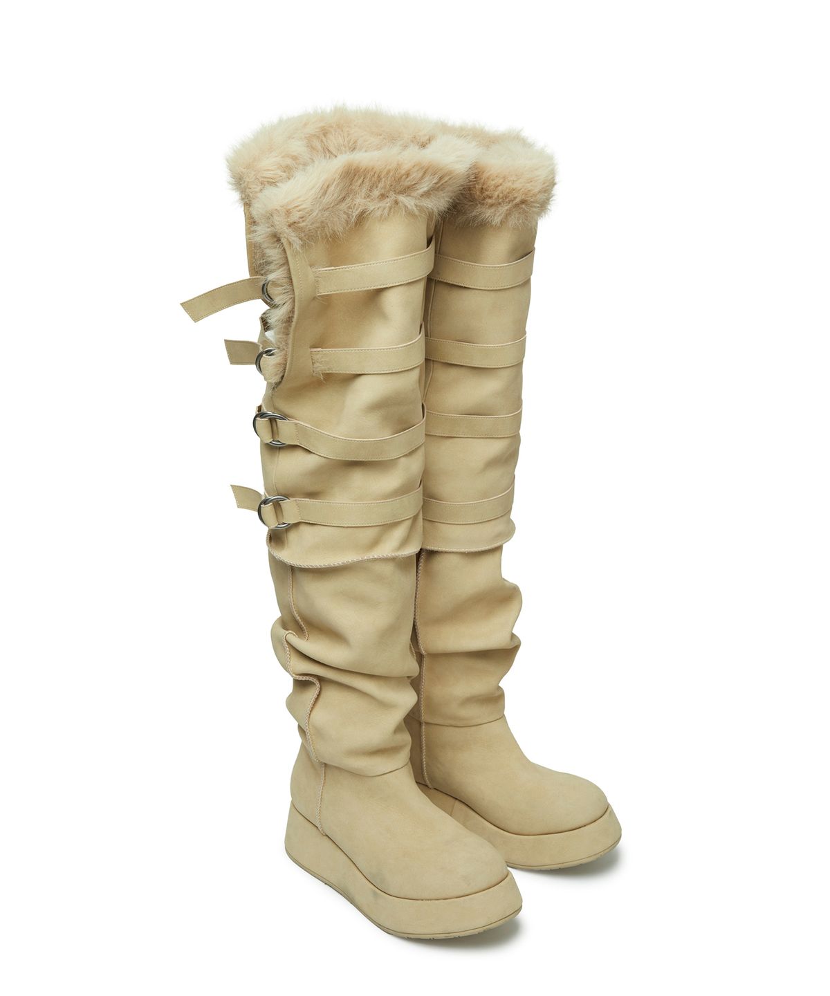 길라아카이브(GILAARCHIVE) [X IHCNIK] 4WAY RAVEN FUR BOOTS_BEIGE