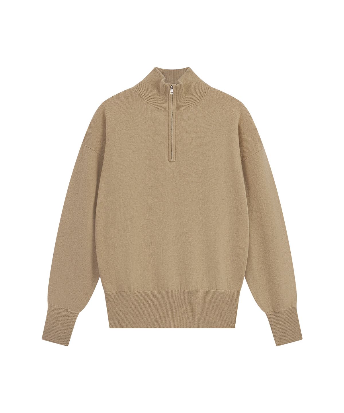 시야쥬(SIYAZU) SIKN2200 울 블렌드 하이넥 집업 니트_Beige