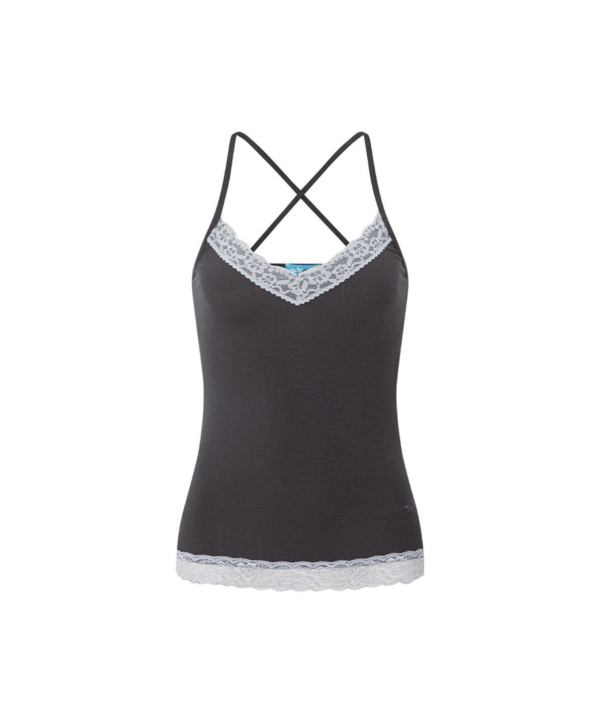 플리즈노팔로우(PLEASENOFOLLOW) Seah Lace Sleeveless Top (Charcoal)