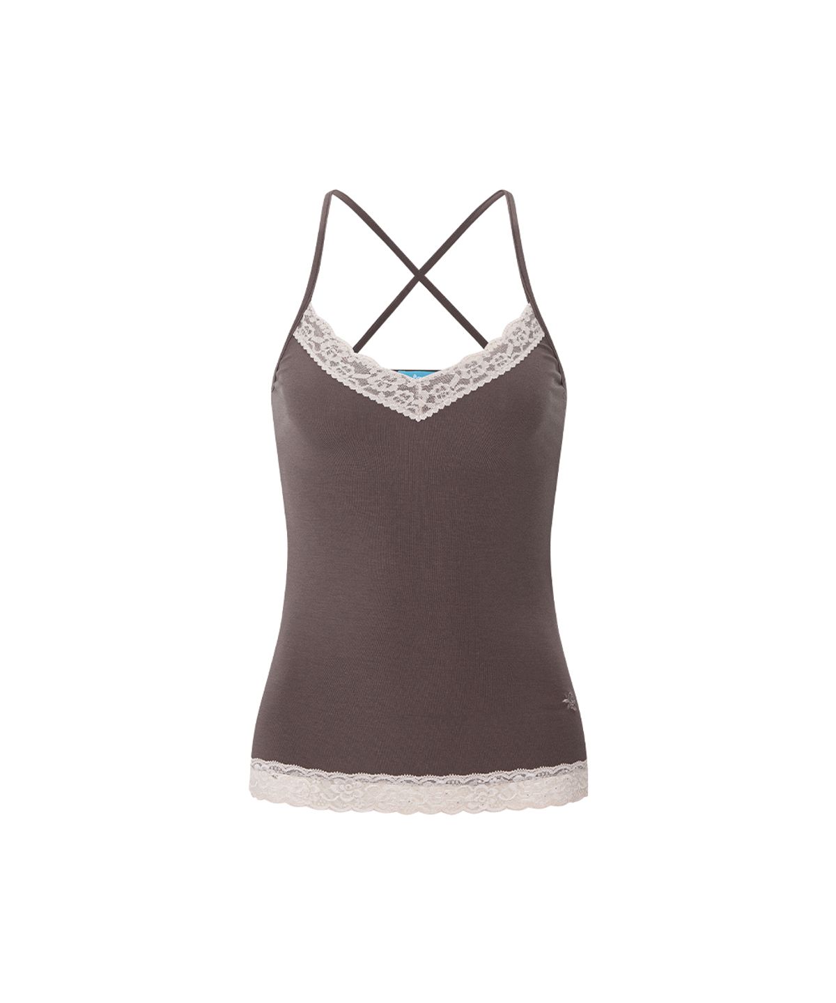 플리즈노팔로우(PLEASENOFOLLOW) Seah Lace Sleeveless Top (Toffee)