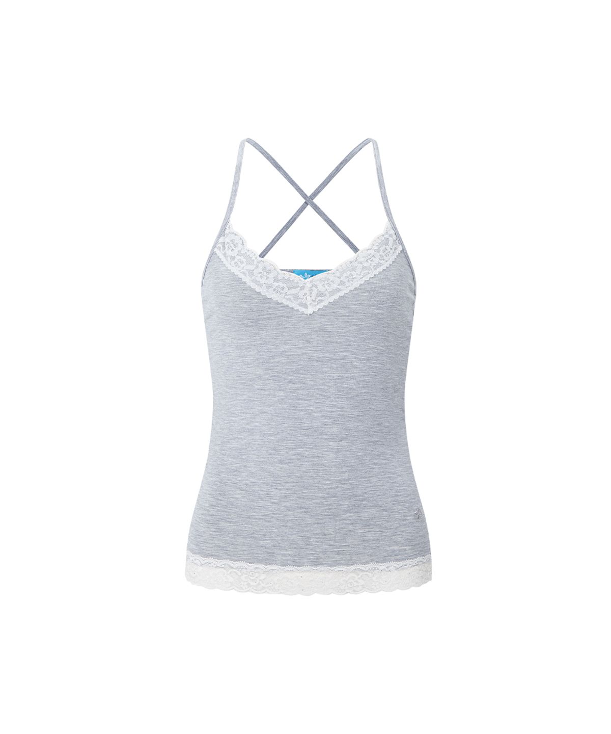 플리즈노팔로우(PLEASENOFOLLOW) Seah Lace Sleeveless Top (Melange Grey)