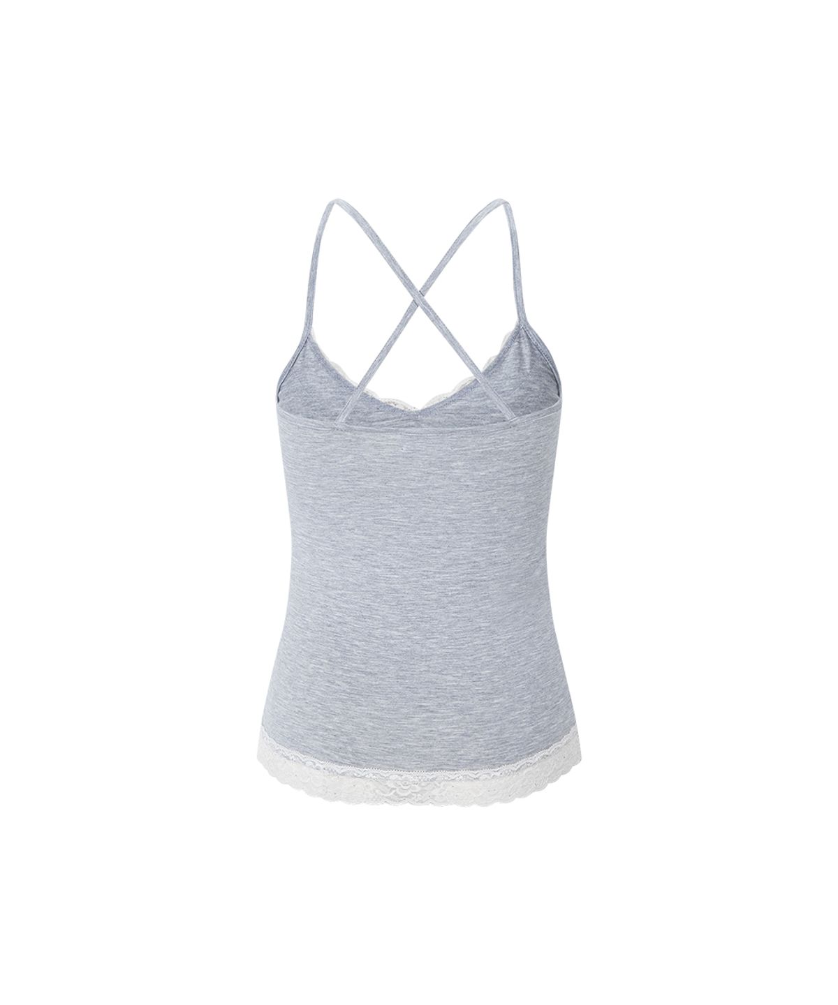 플리즈노팔로우(PLEASENOFOLLOW) Seah Lace Sleeveless Top (Melange Grey)