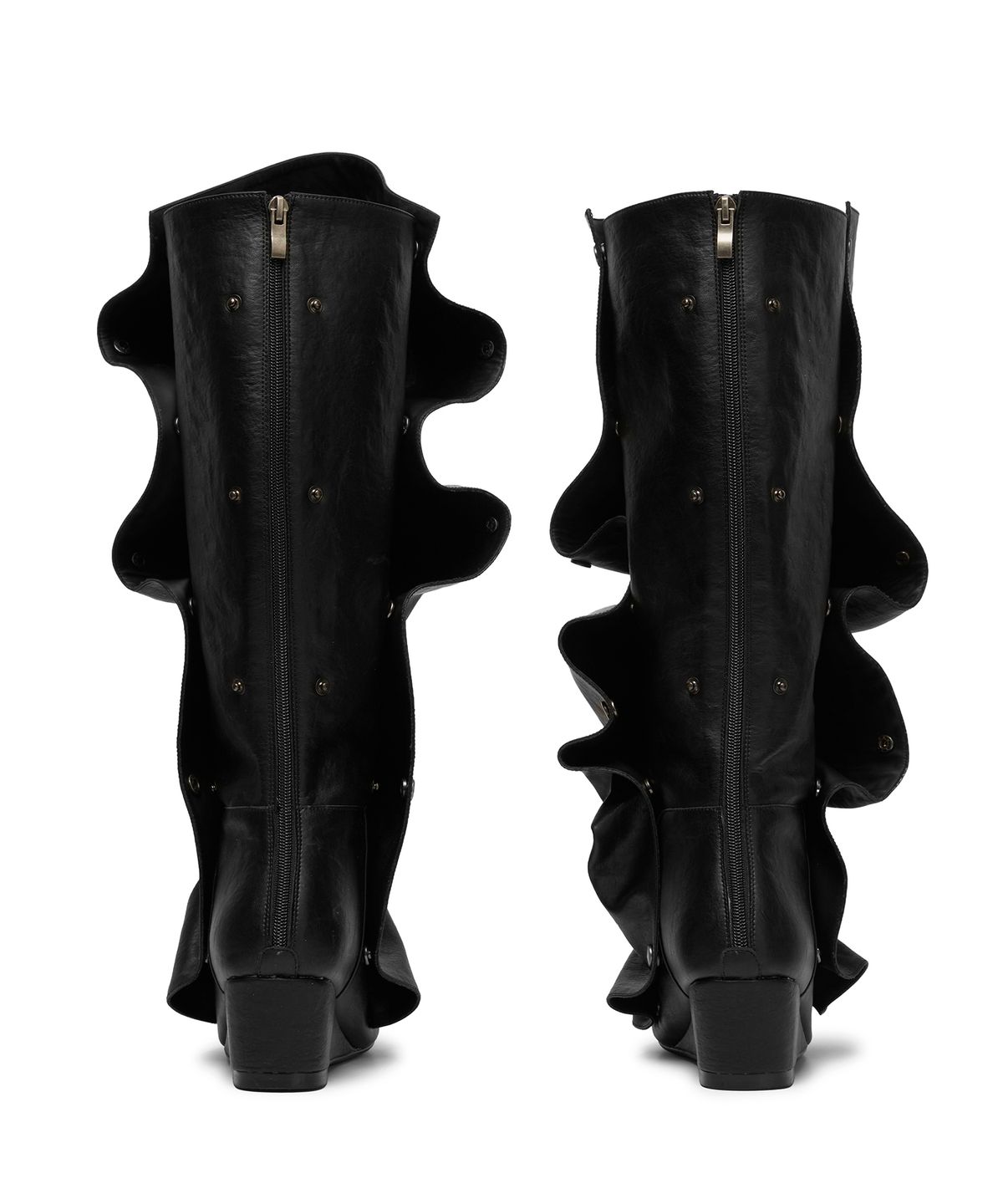 길라아카이브(GILAARCHIVE) [X IHCNIK] DRAPE SNAP LEATHER BOOTS_BLACK