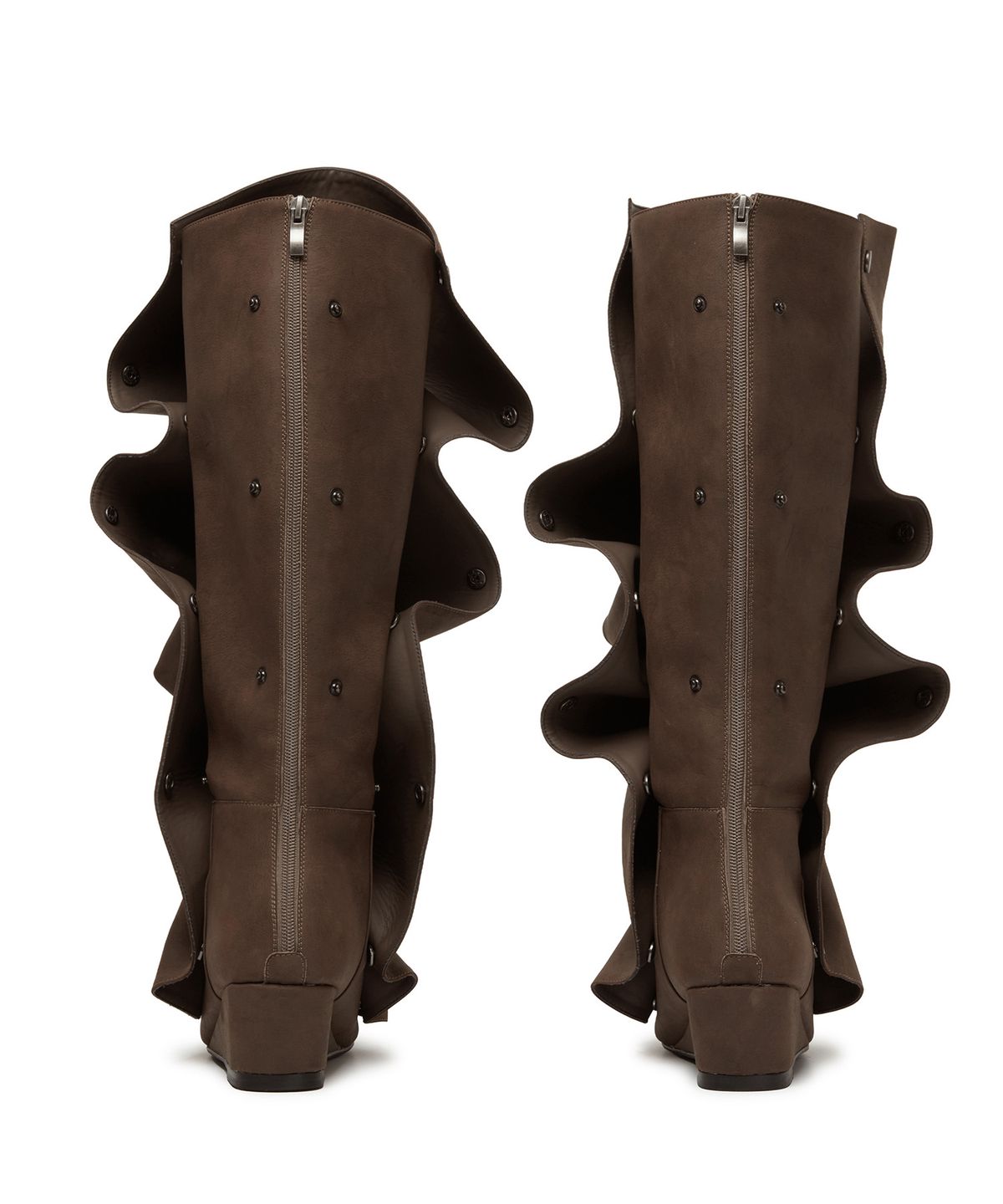 길라아카이브(GILAARCHIVE) [X IHCNIK] DRAPE SNAP LEATHER BOOTS_BROWN