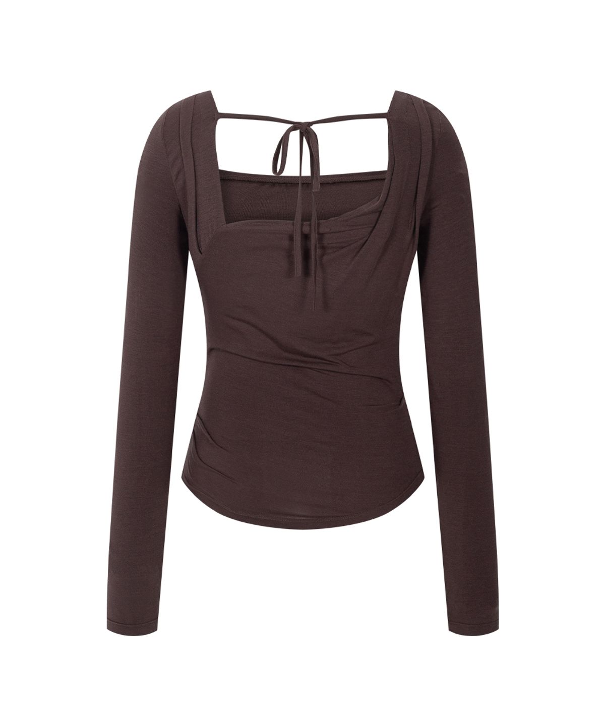 플리즈노팔로우(PLEASENOFOLLOW) Asa Drape Long Sleeve Top (Toffee)