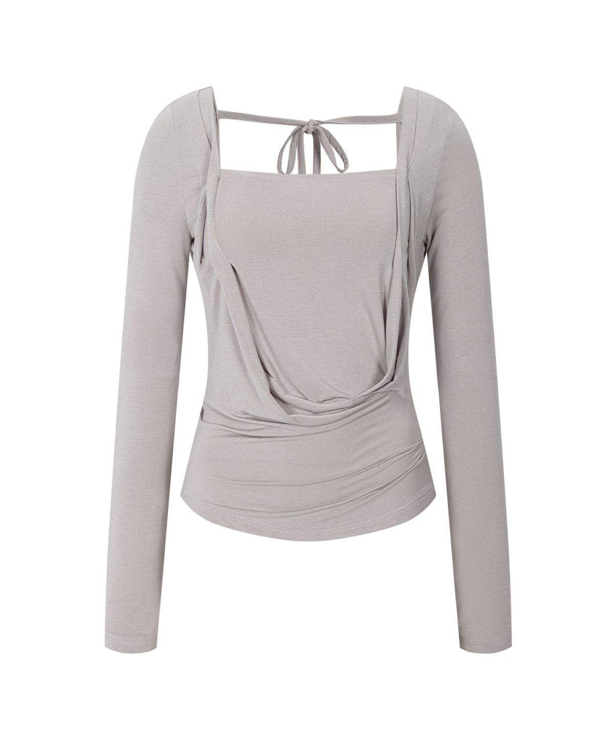 플리즈노팔로우(PLEASENOFOLLOW) Asa Drape Long Sleeve Top (Silver Grey)