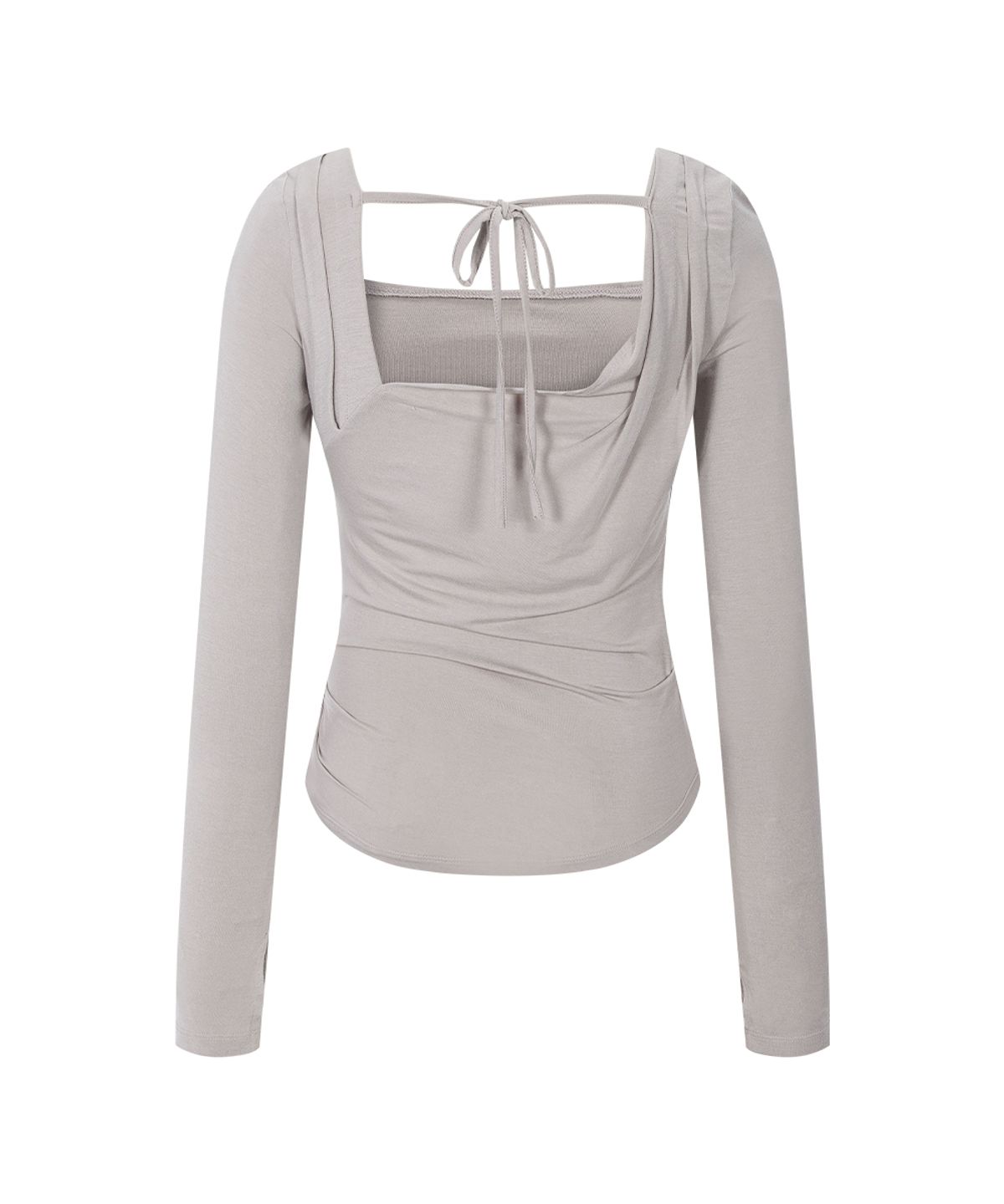 플리즈노팔로우(PLEASENOFOLLOW) Asa Drape Long Sleeve Top (Silver Grey)