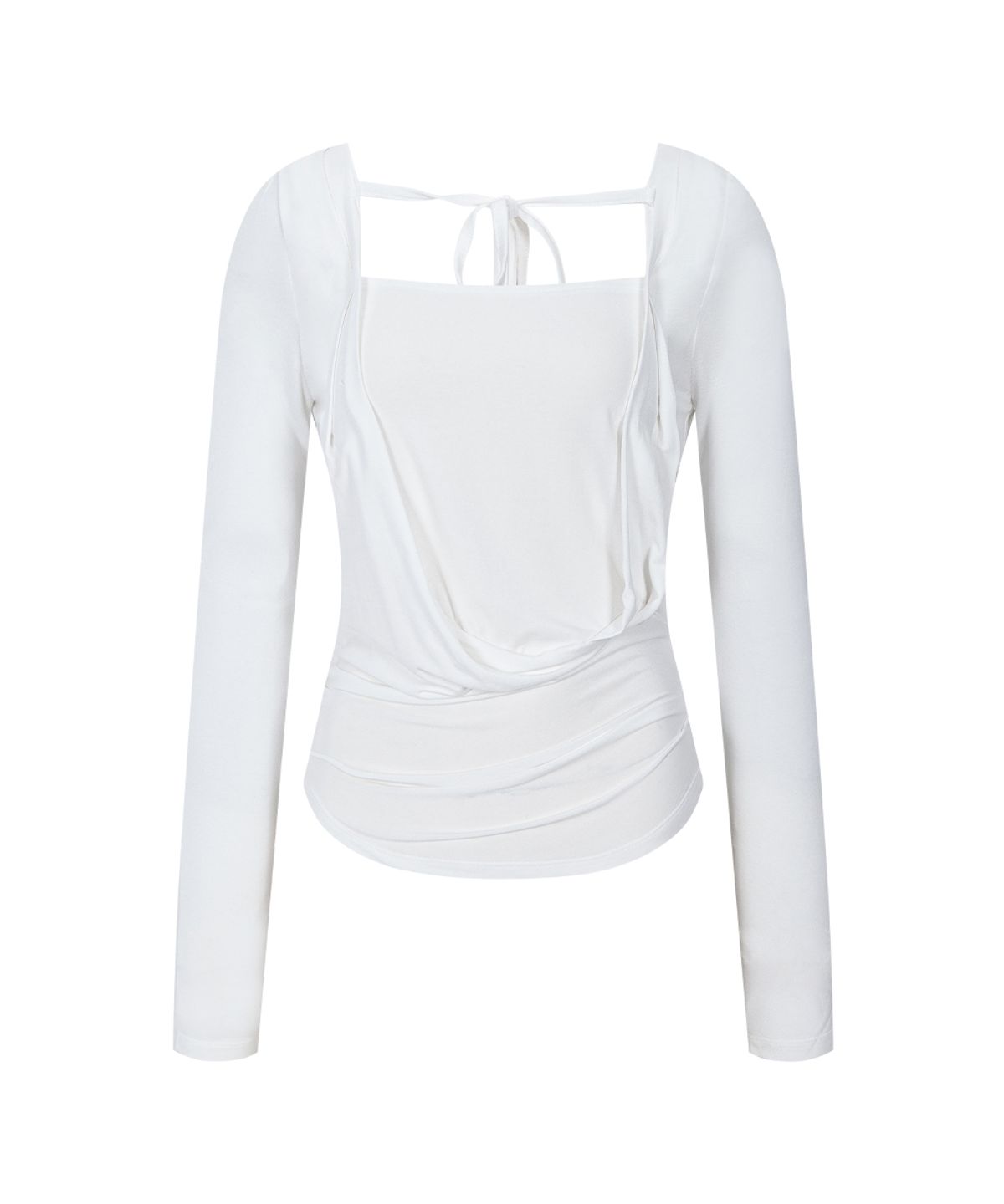 플리즈노팔로우(PLEASENOFOLLOW) Asa Drape Long Sleeve Top (White)