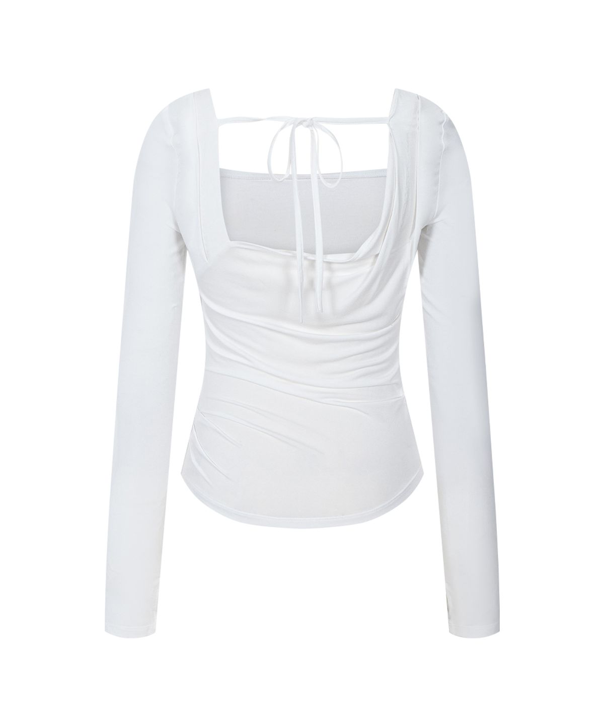 플리즈노팔로우(PLEASENOFOLLOW) Asa Drape Long Sleeve Top (White)