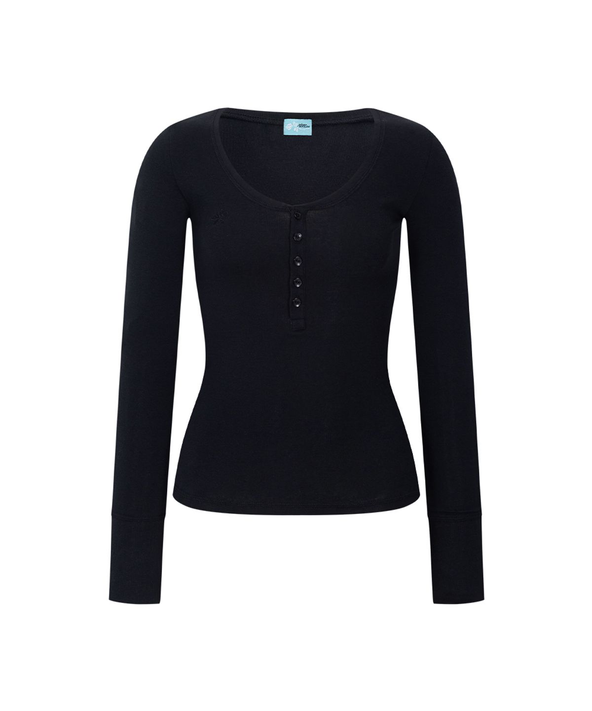 플리즈노팔로우(PLEASENOFOLLOW) Zen Button Long Sleeve Top (Black)