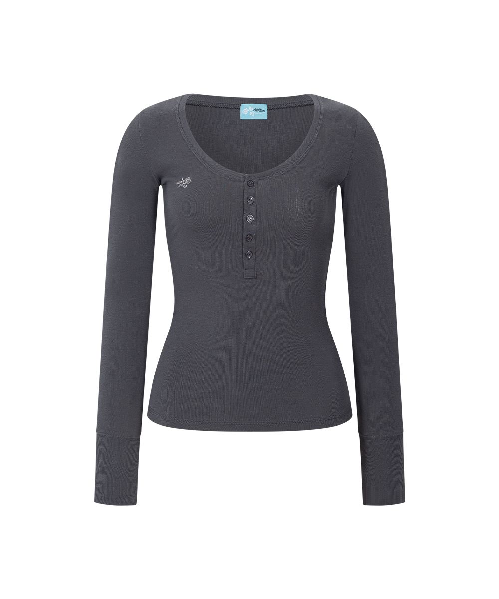 플리즈노팔로우(PLEASENOFOLLOW) Zen Button Long Sleeve Top