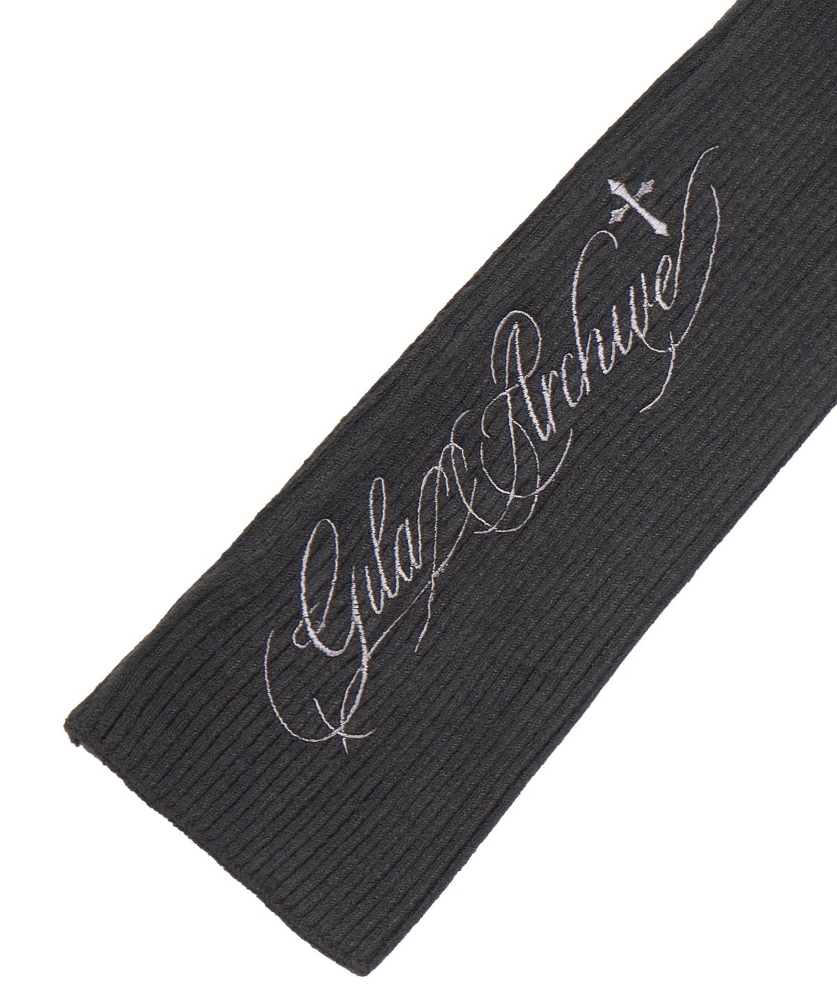 길라아카이브(GILAARCHIVE) LETTERING LOGO FUR HAND WARMER_CHARCOAL