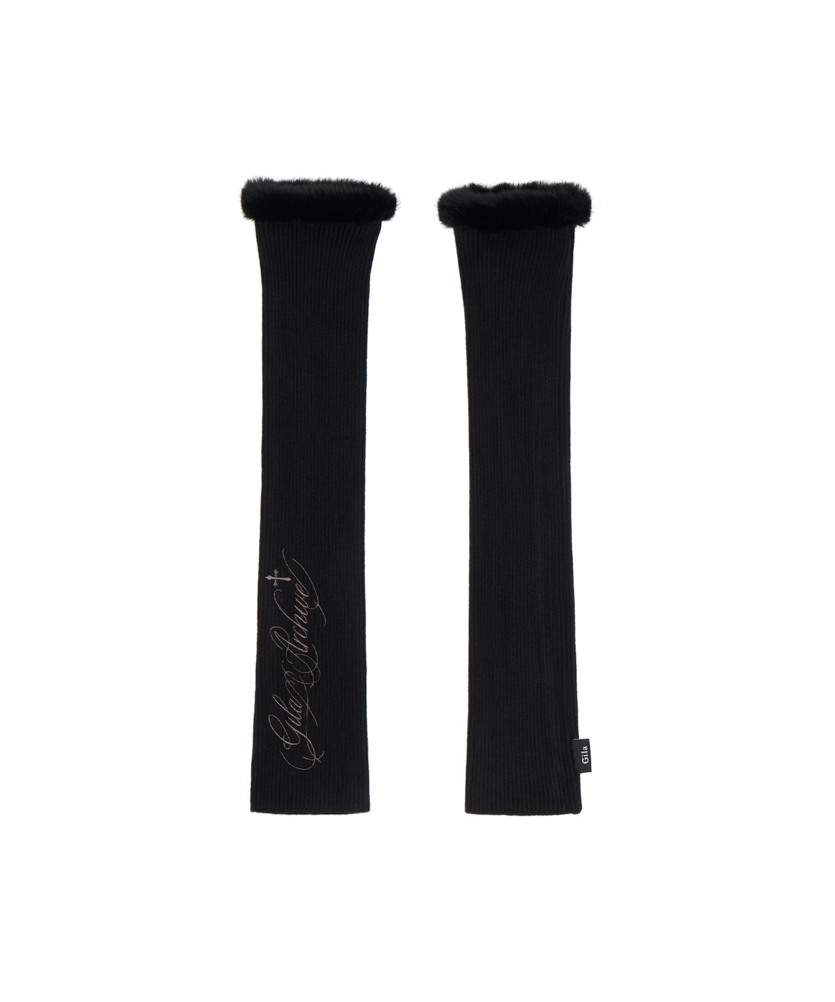 길라아카이브(GILAARCHIVE) LETTERING LOGO FUR HAND WARMER_BLACK