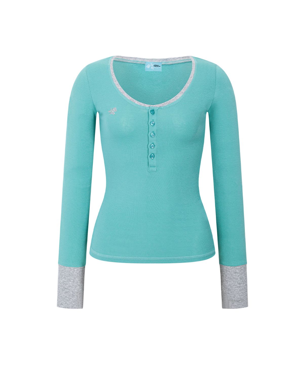 플리즈노팔로우(PLEASENOFOLLOW) Zen Button Long Sleeve Top (Moss Mint)