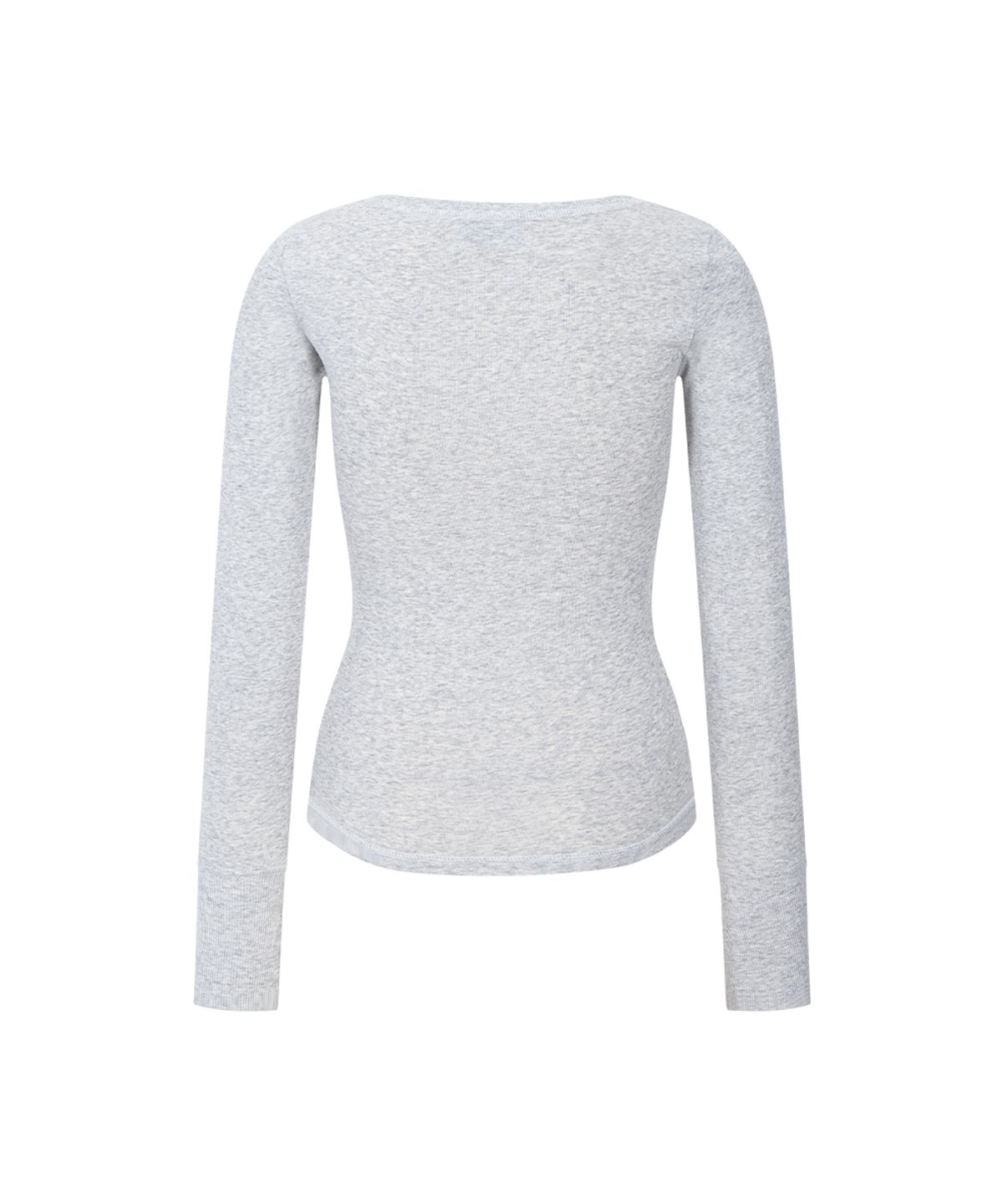 플리즈노팔로우(PLEASENOFOLLOW) Zen Button Long Sleeve Top (White Melange)