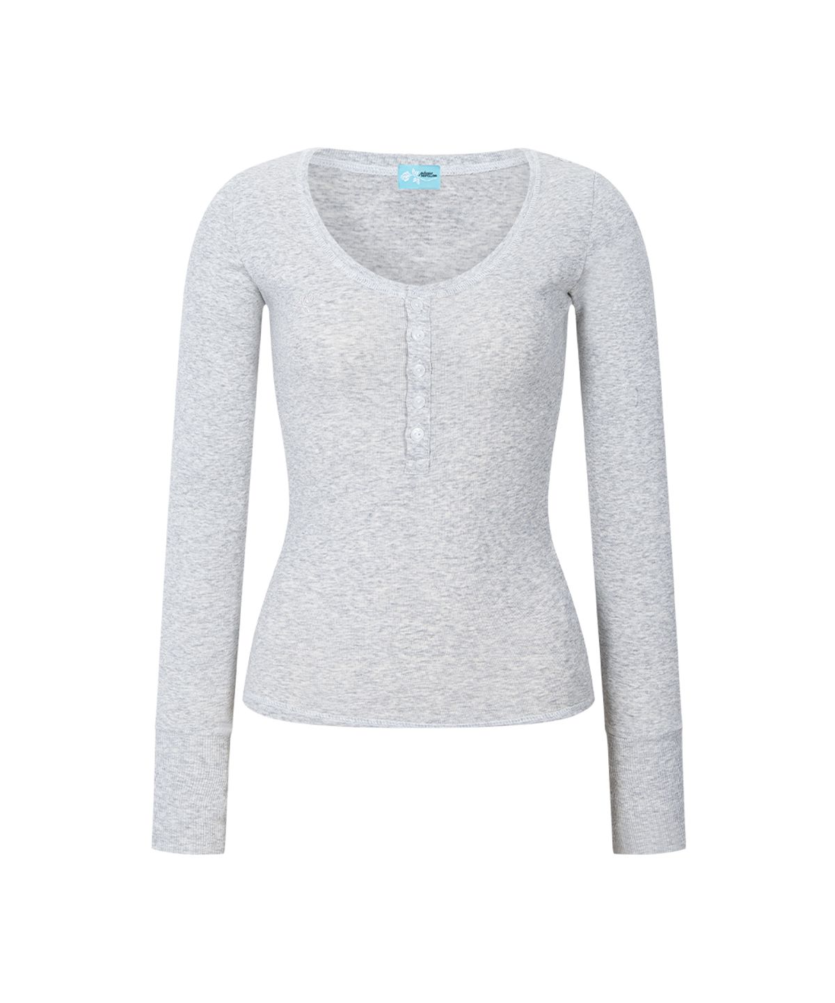 플리즈노팔로우(PLEASENOFOLLOW) Zen Button Long Sleeve Top (White Melange)