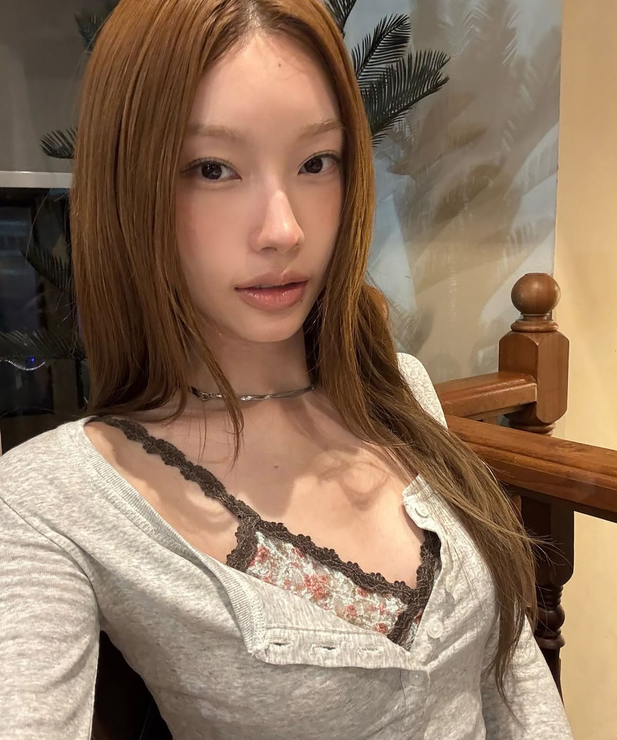 플리즈노팔로우(PLEASENOFOLLOW) Zen Button Long Sleeve Top (White Melange)