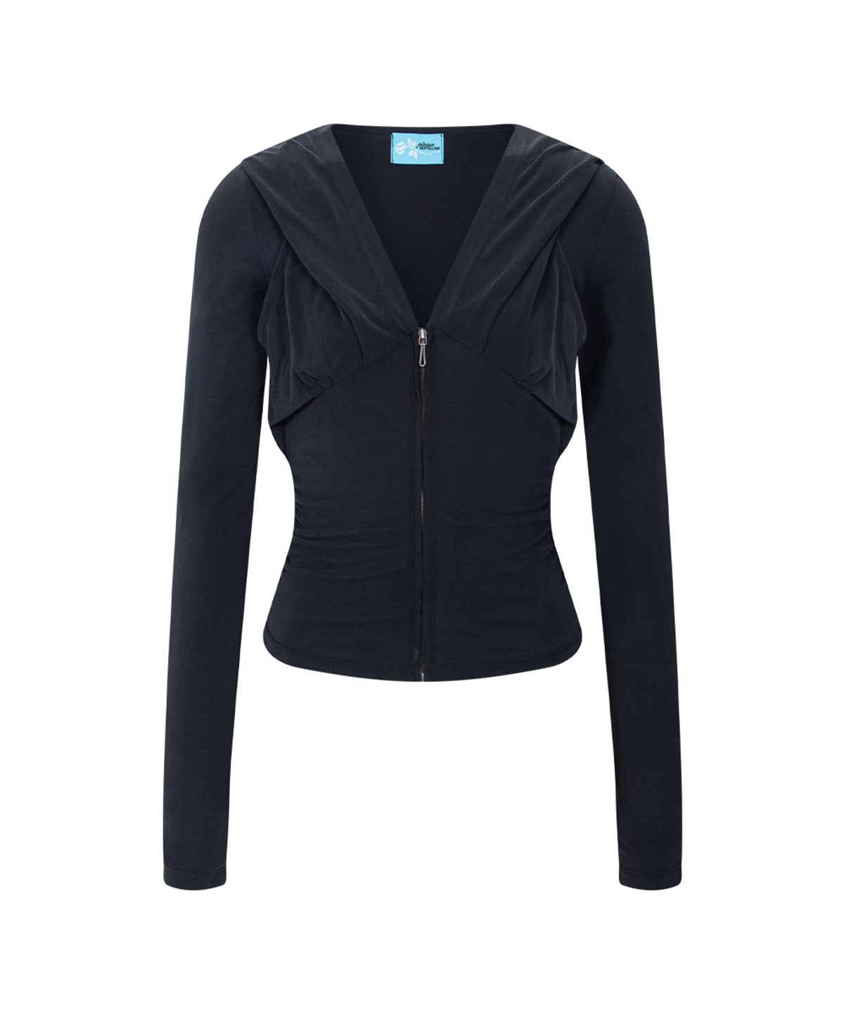 플리즈노팔로우(PLEASENOFOLLOW) Rhea Drape Long Sleeve Hoodie (Cool Charcoal)