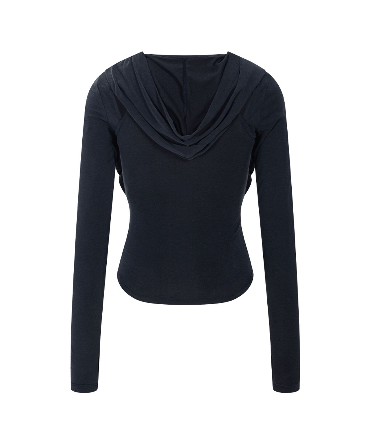 플리즈노팔로우(PLEASENOFOLLOW) Rhea Drape Long Sleeve Hoodie (Cool Charcoal)