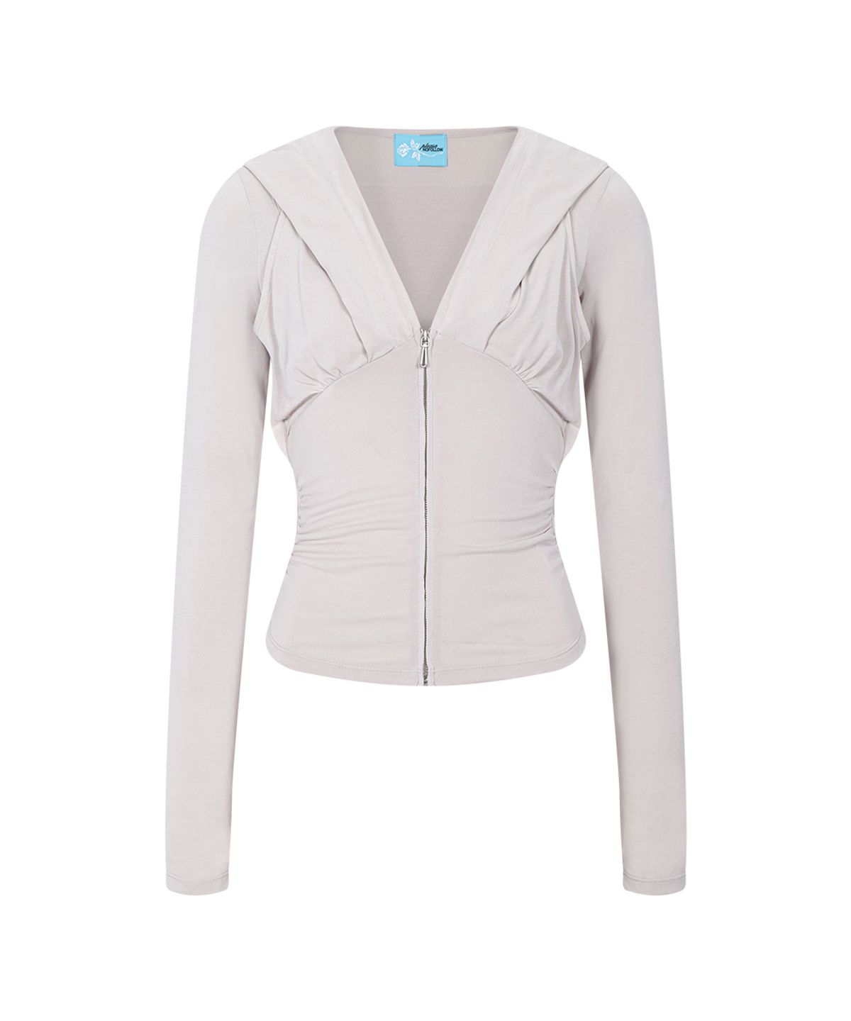 플리즈노팔로우(PLEASENOFOLLOW) Rhea Drape Long Sleeve Hoodie (Beige)