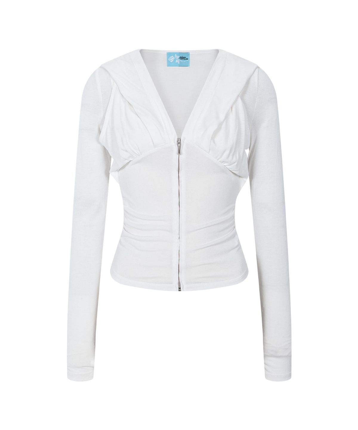 플리즈노팔로우(PLEASENOFOLLOW) Rhea Drape Long Sleeve Hoodie (White)