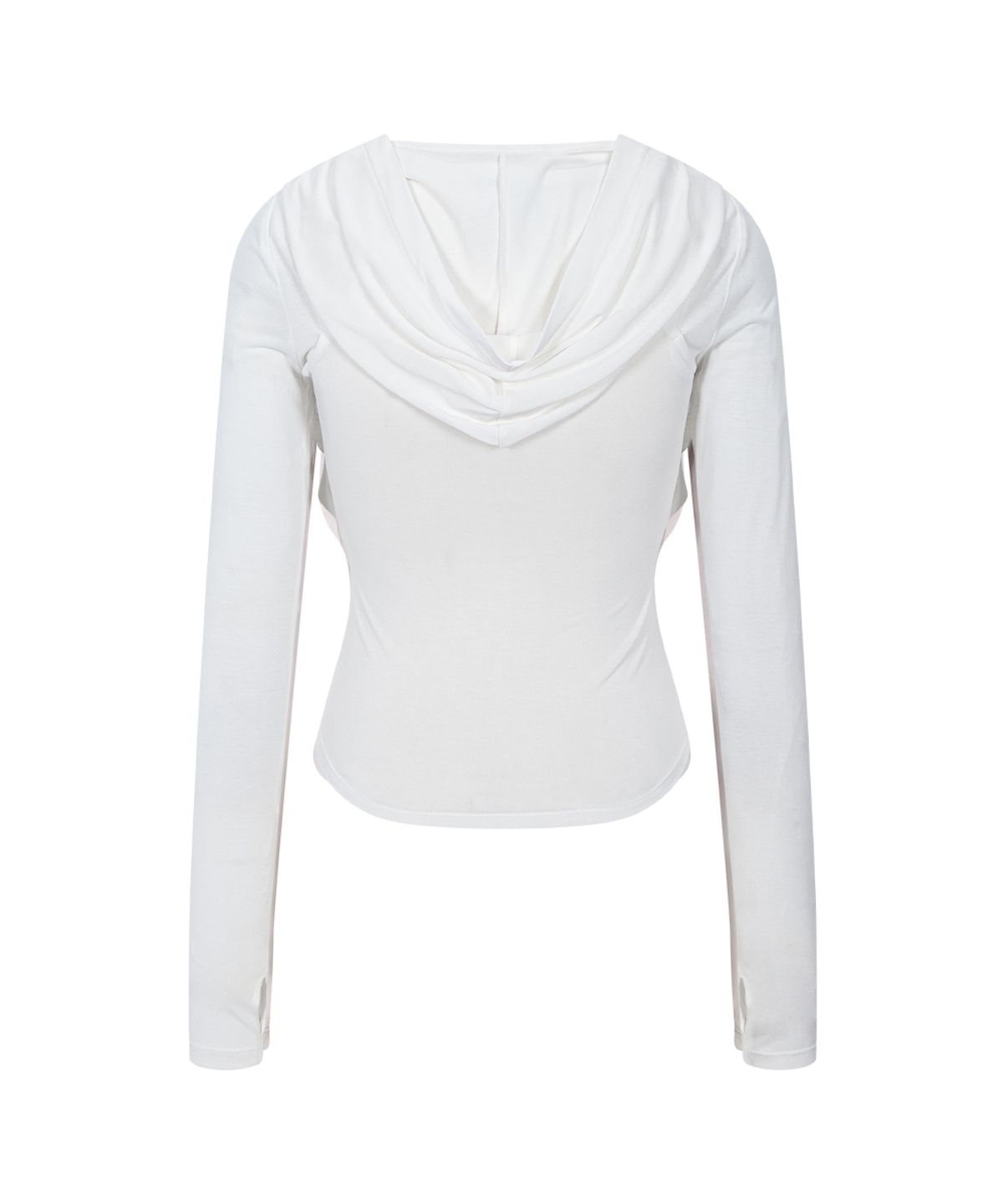 플리즈노팔로우(PLEASENOFOLLOW) Rhea Drape Long Sleeve Hoodie (White)