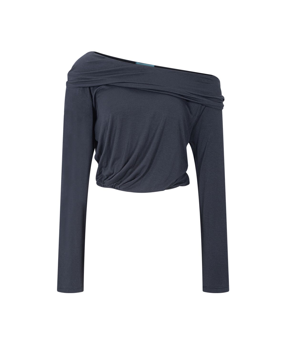 플리즈노팔로우(PLEASENOFOLLOW) Bree Unbal Shirring Long Sleeve Top (Coal Grey)