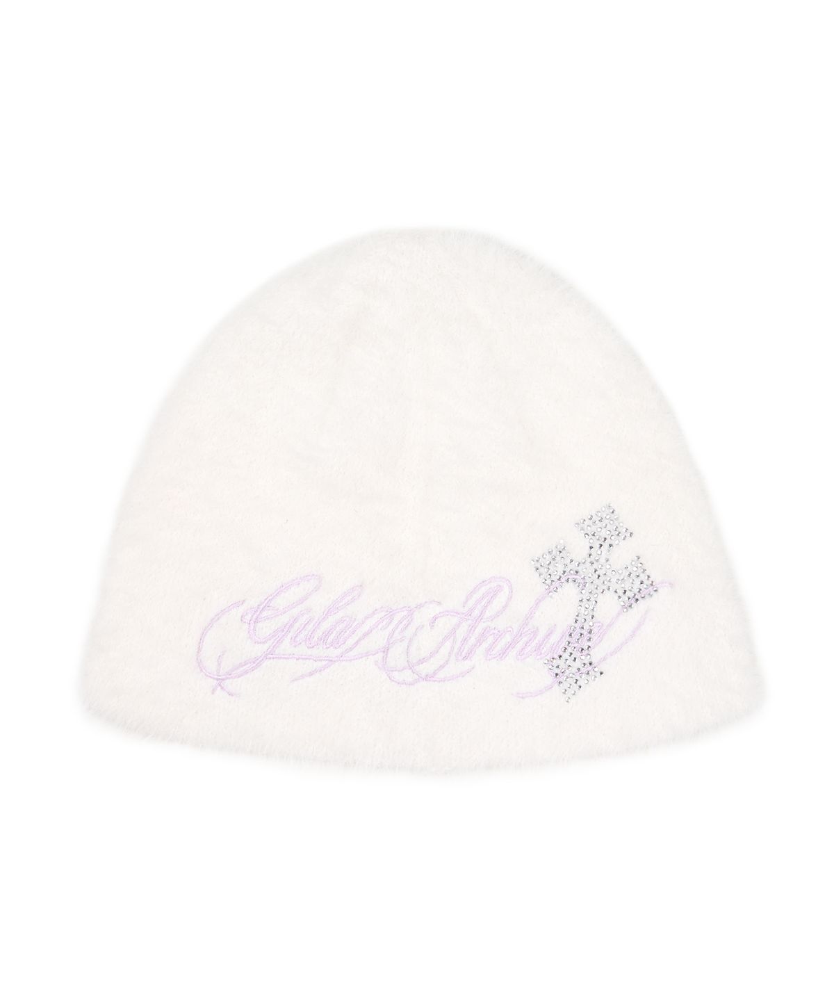 길라아카이브(GILAARCHIVE) LETTERING LOGO CROSS MOHAIR BEANIE_WHITE