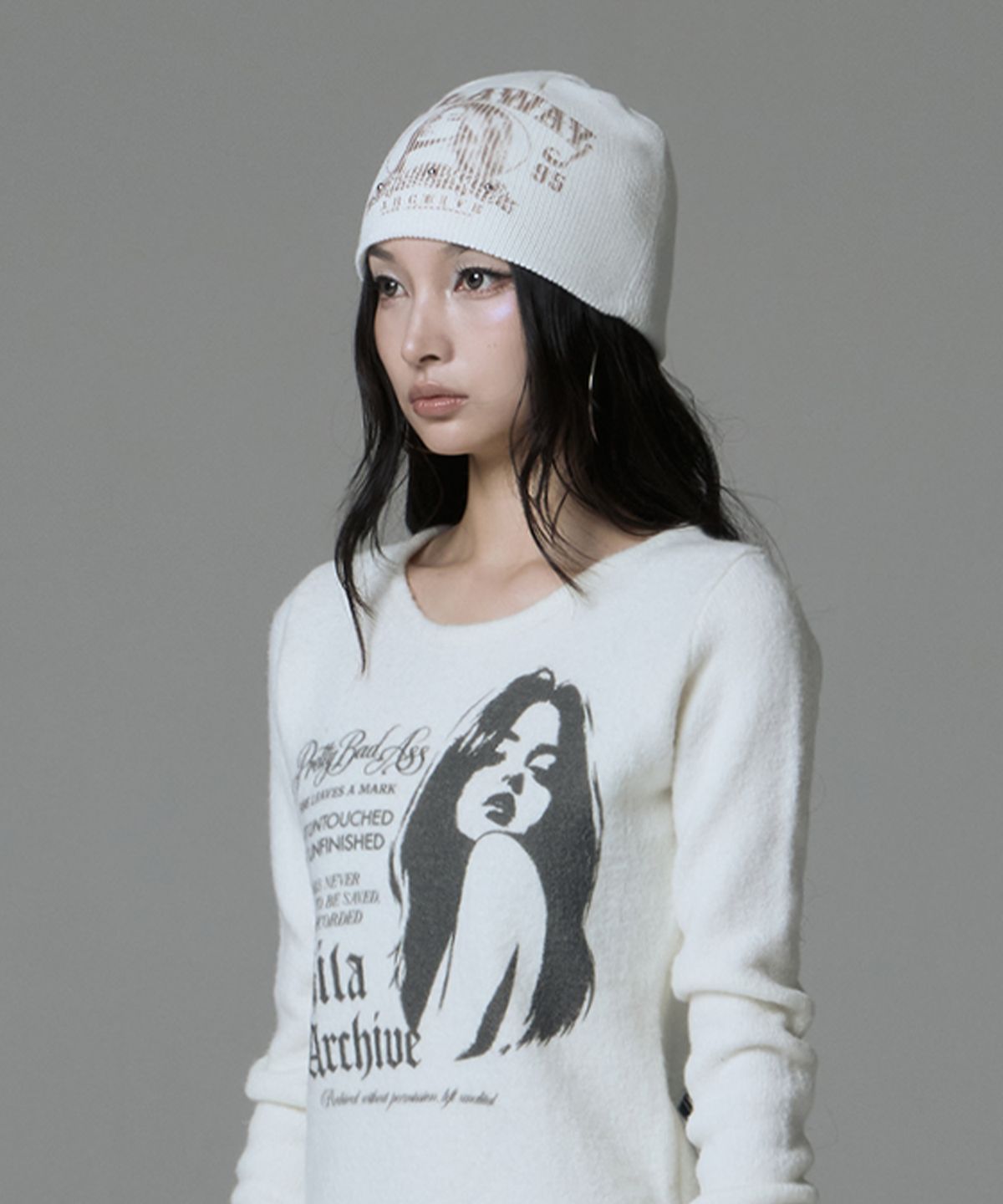 길라아카이브(GILAARCHIVE) RUNAWAY GIRL UNCUFFED BEANIE_WHITE