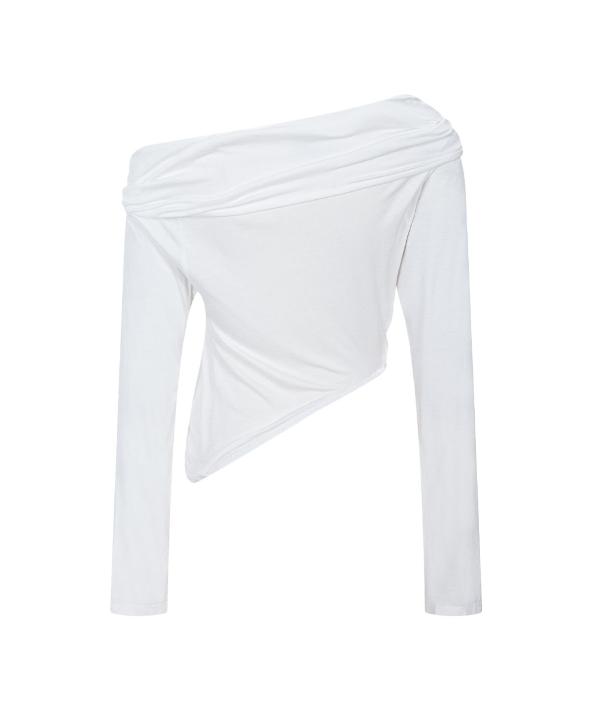 플리즈노팔로우(PLEASENOFOLLOW) Bree Unbal Shirring Long Sleeve Top (Ivory)
