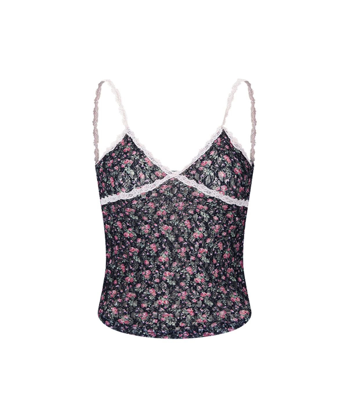 플리즈노팔로우(PLEASENOFOLLOW) Maisie Lace Sleeveless Top (Black)