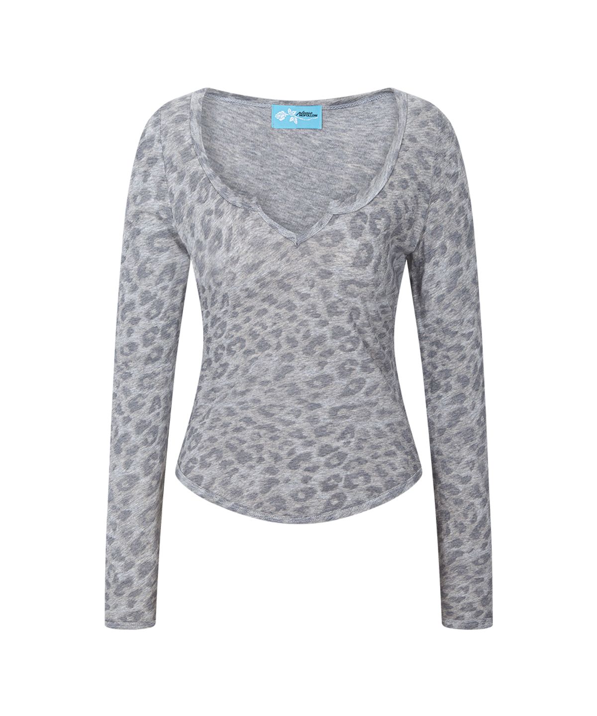 플리즈노팔로우(PLEASENOFOLLOW) Sabine Leopard Long Sleeve Top (Melange Grey)