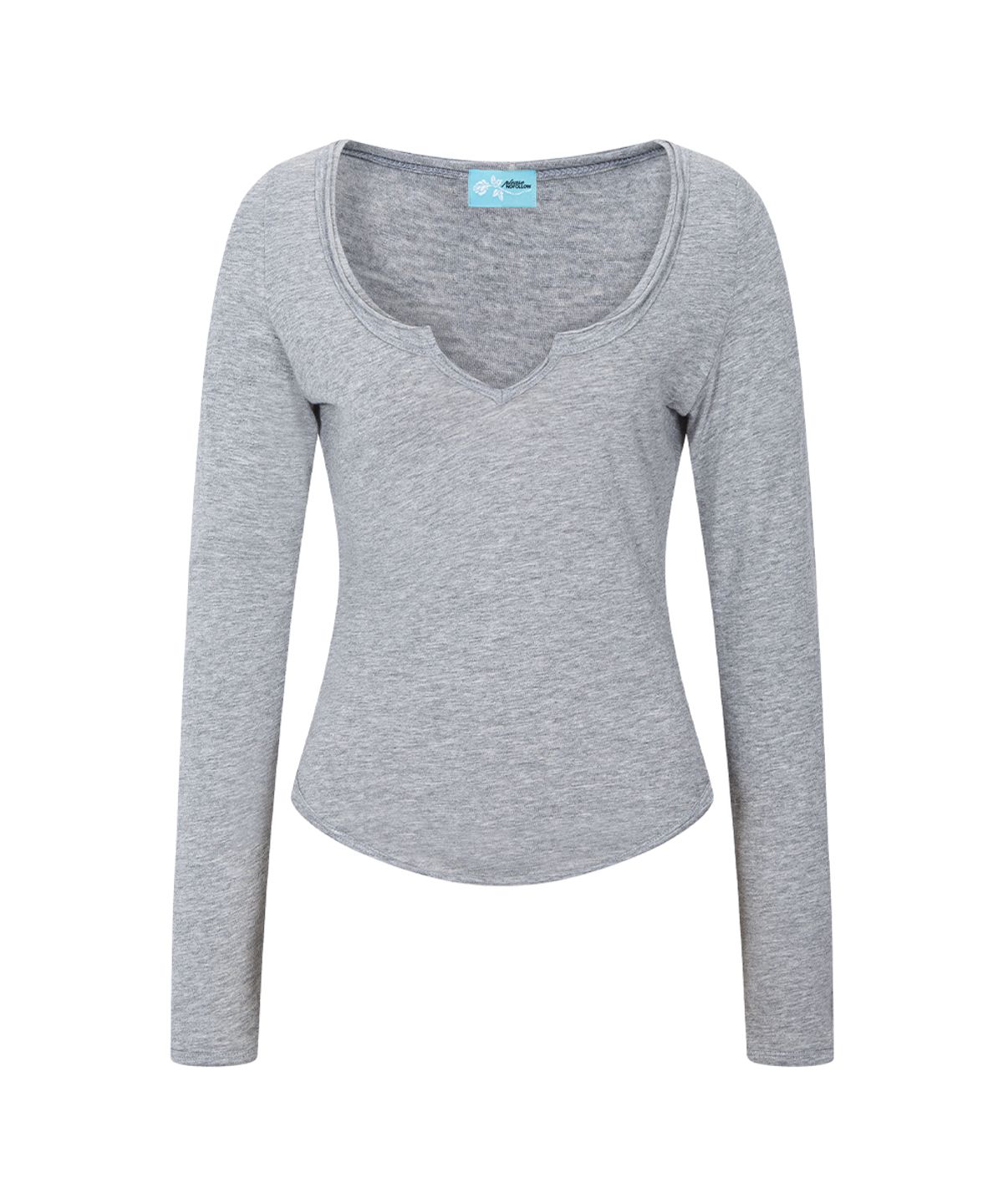플리즈노팔로우(PLEASENOFOLLOW) Sabine Basic Long Sleeve Top (Melange Grey)