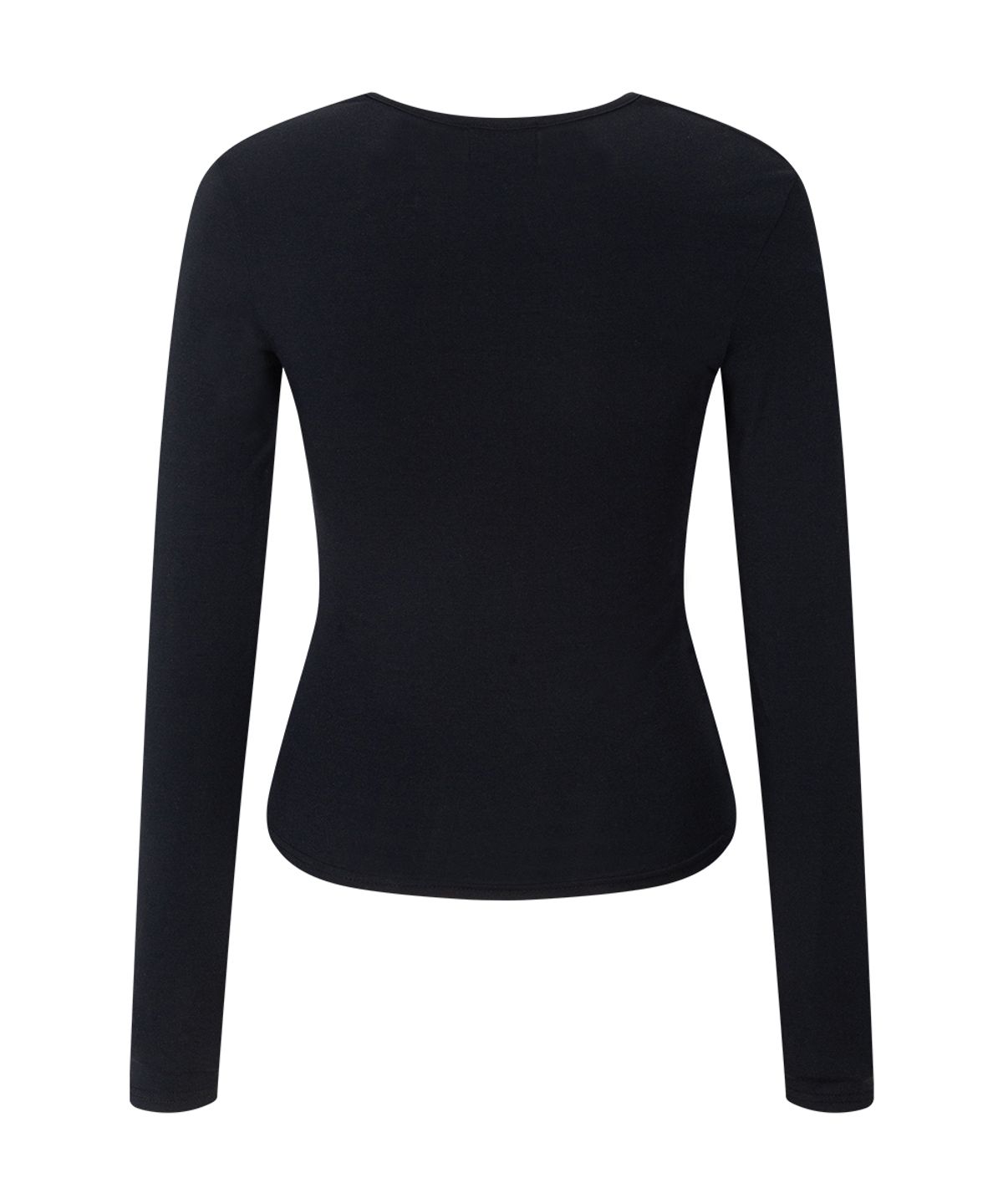플리즈노팔로우(PLEASENOFOLLOW) Nari Shirring Long Sleeve Tie Top (Black)