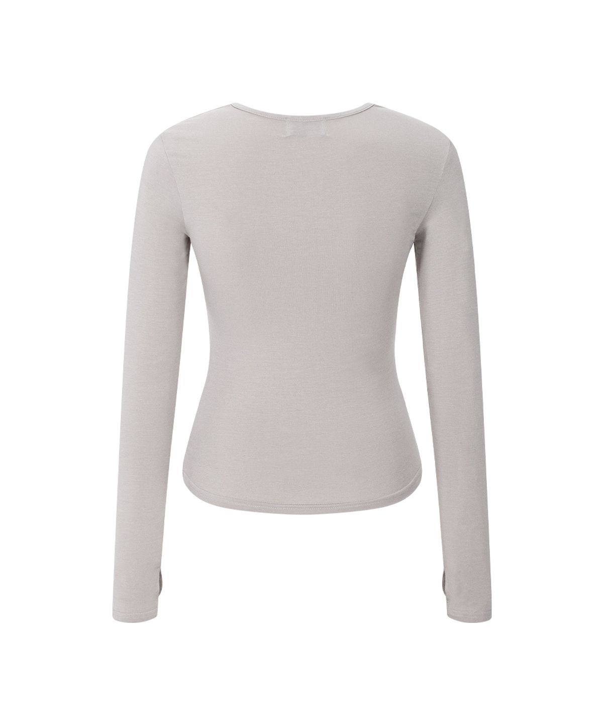 플리즈노팔로우(PLEASENOFOLLOW) Nari Shirring Long Sleeve Tie Top (Silver Grey)