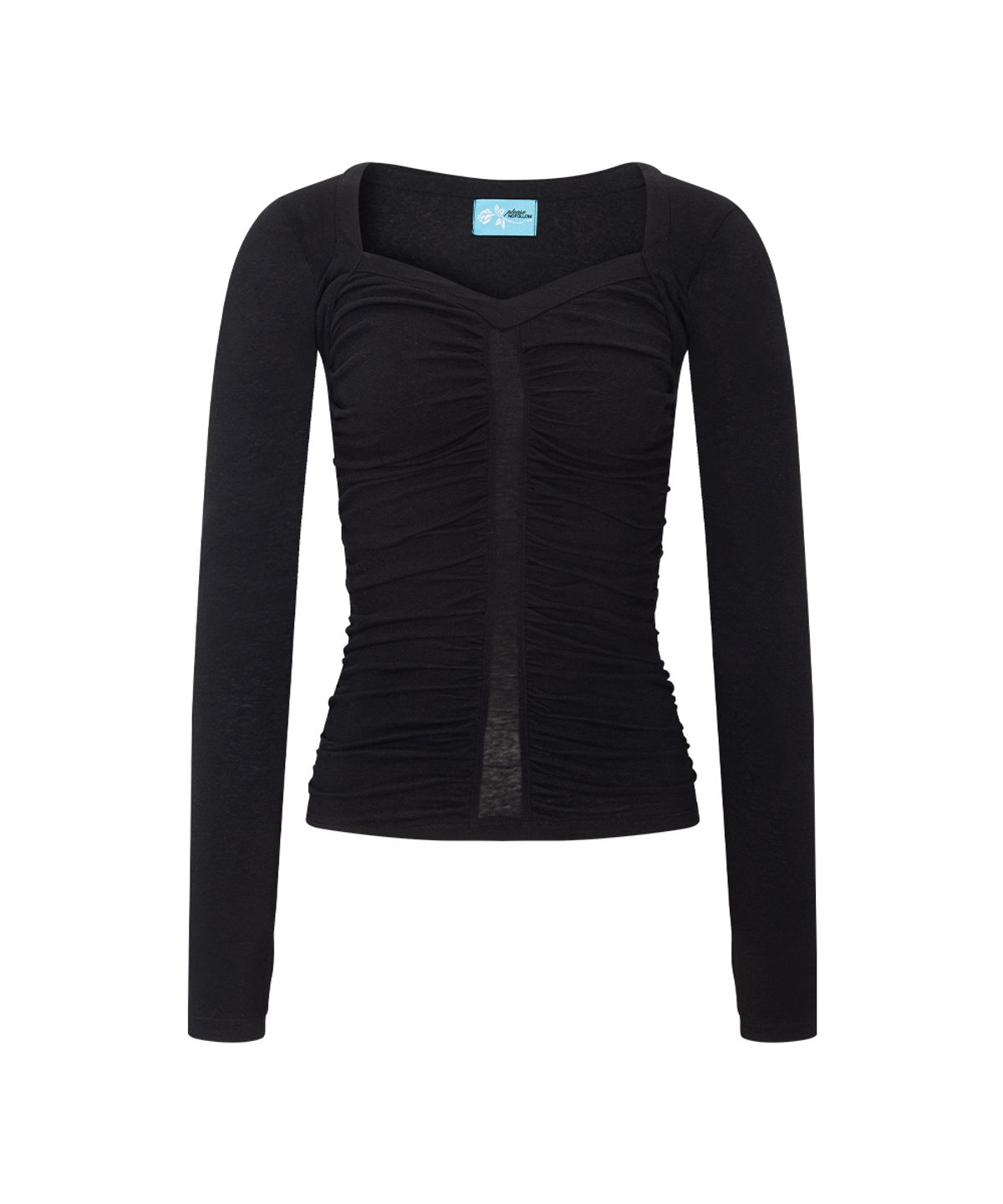 플리즈노팔로우(PLEASENOFOLLOW) Rowena Shirring Long Sleeve Top (Black)