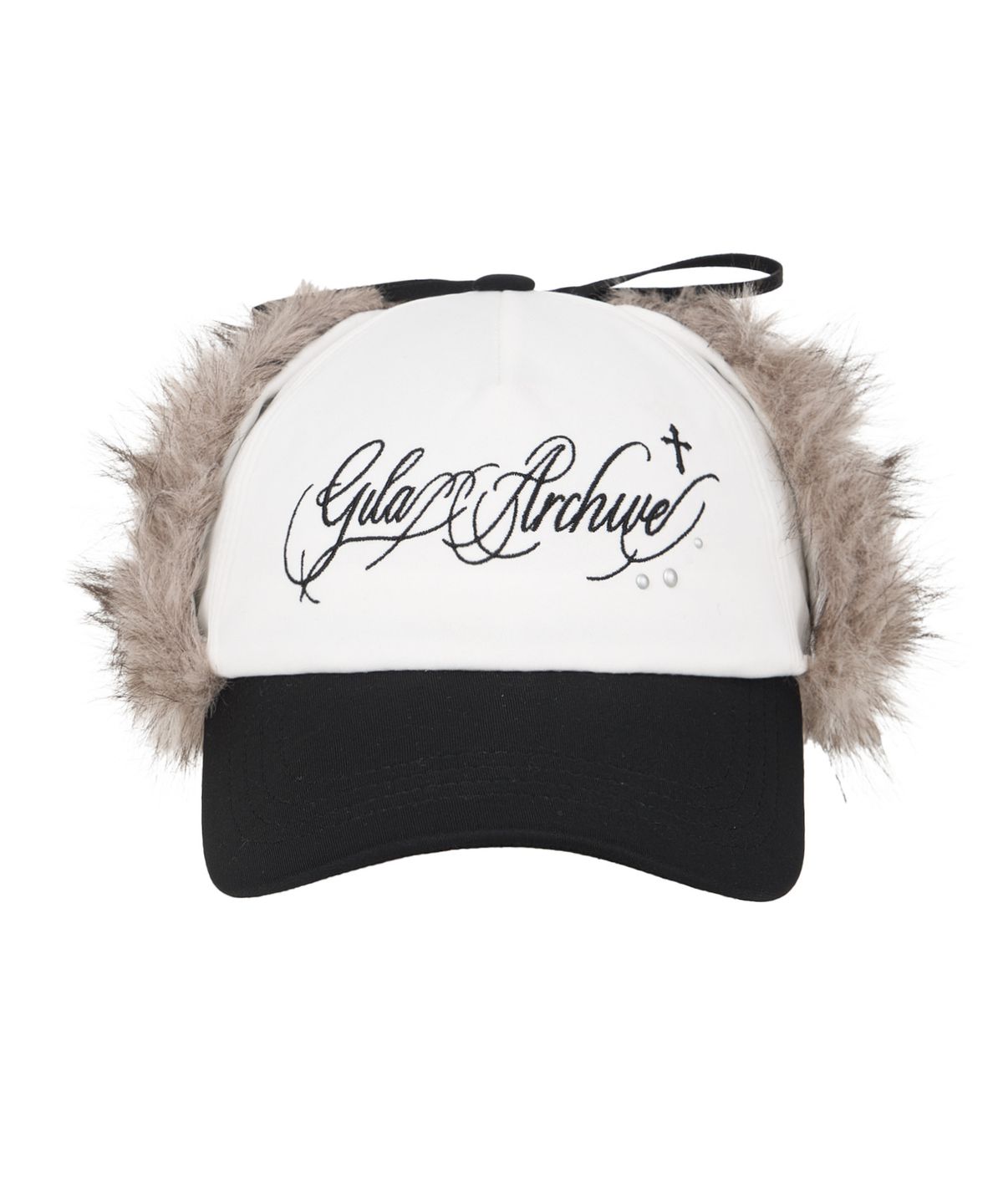 길라아카이브(GILAARCHIVE) TWO TONE FUR LETTERING LOGO CAP_BLACK