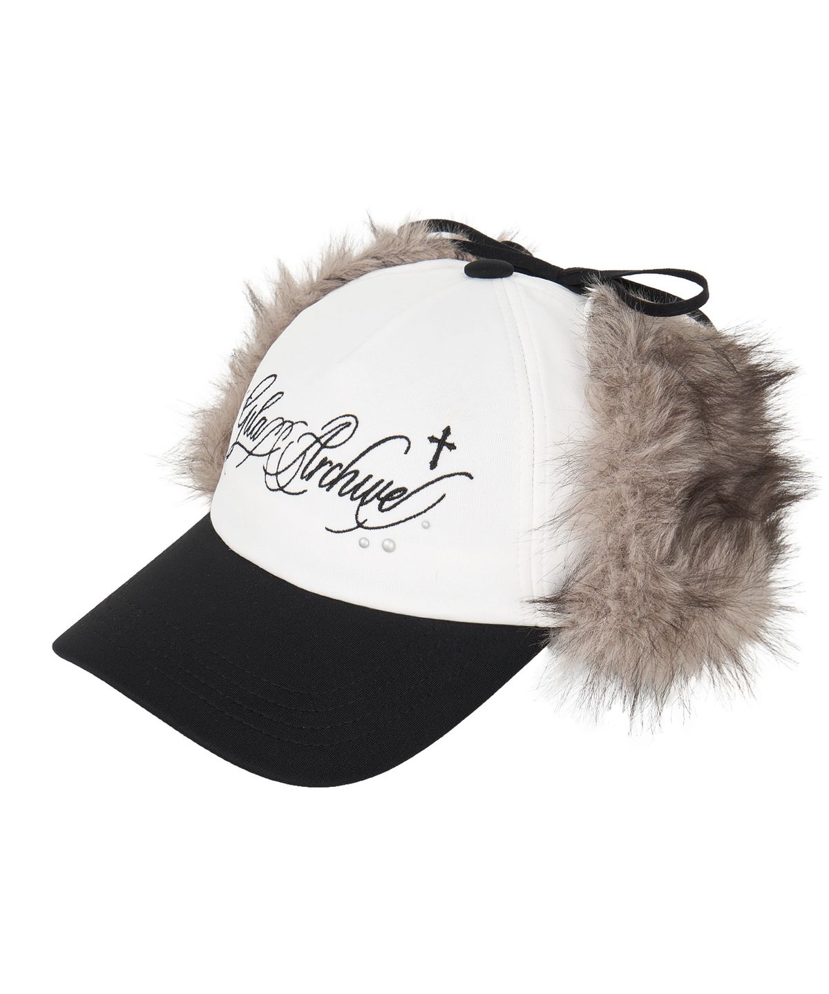 길라아카이브(GILAARCHIVE) TWO TONE FUR LETTERING LOGO CAP_BLACK