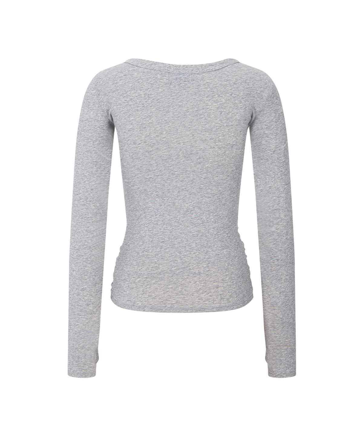 플리즈노팔로우(PLEASENOFOLLOW) Rowena Shirring Long Sleeve Top (Melange Grey)