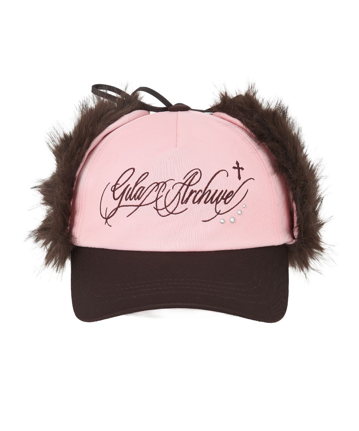 길라아카이브(GILAARCHIVE) TWO TONE FUR LETTERING LOGO CAP_PINK