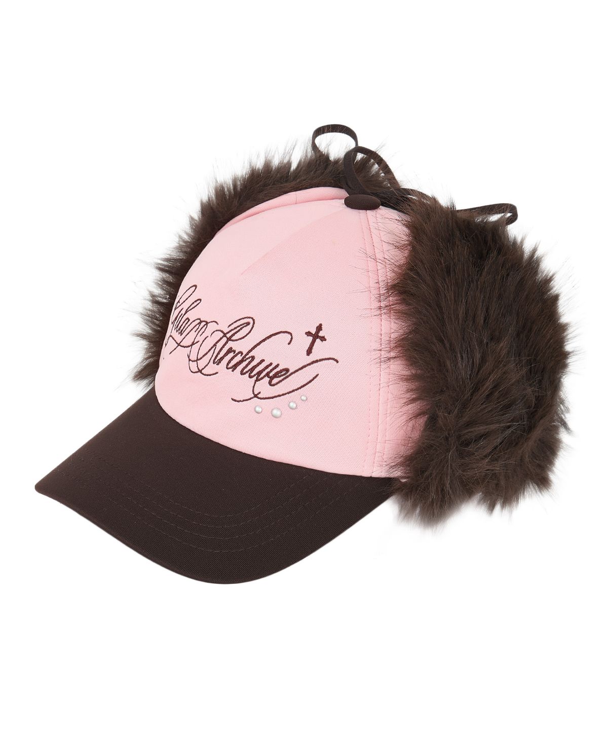 길라아카이브(GILAARCHIVE) TWO TONE FUR LETTERING LOGO CAP_PINK