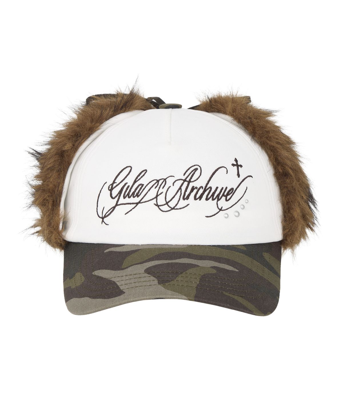 길라아카이브(GILAARCHIVE) TWO TONE FUR LETTERING LOGO CAP_CAMO