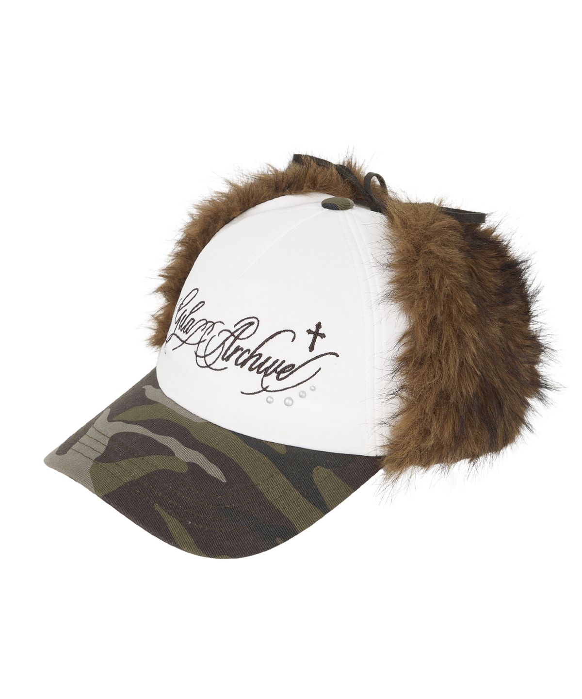 길라아카이브(GILAARCHIVE) TWO TONE FUR LETTERING LOGO CAP_CAMO