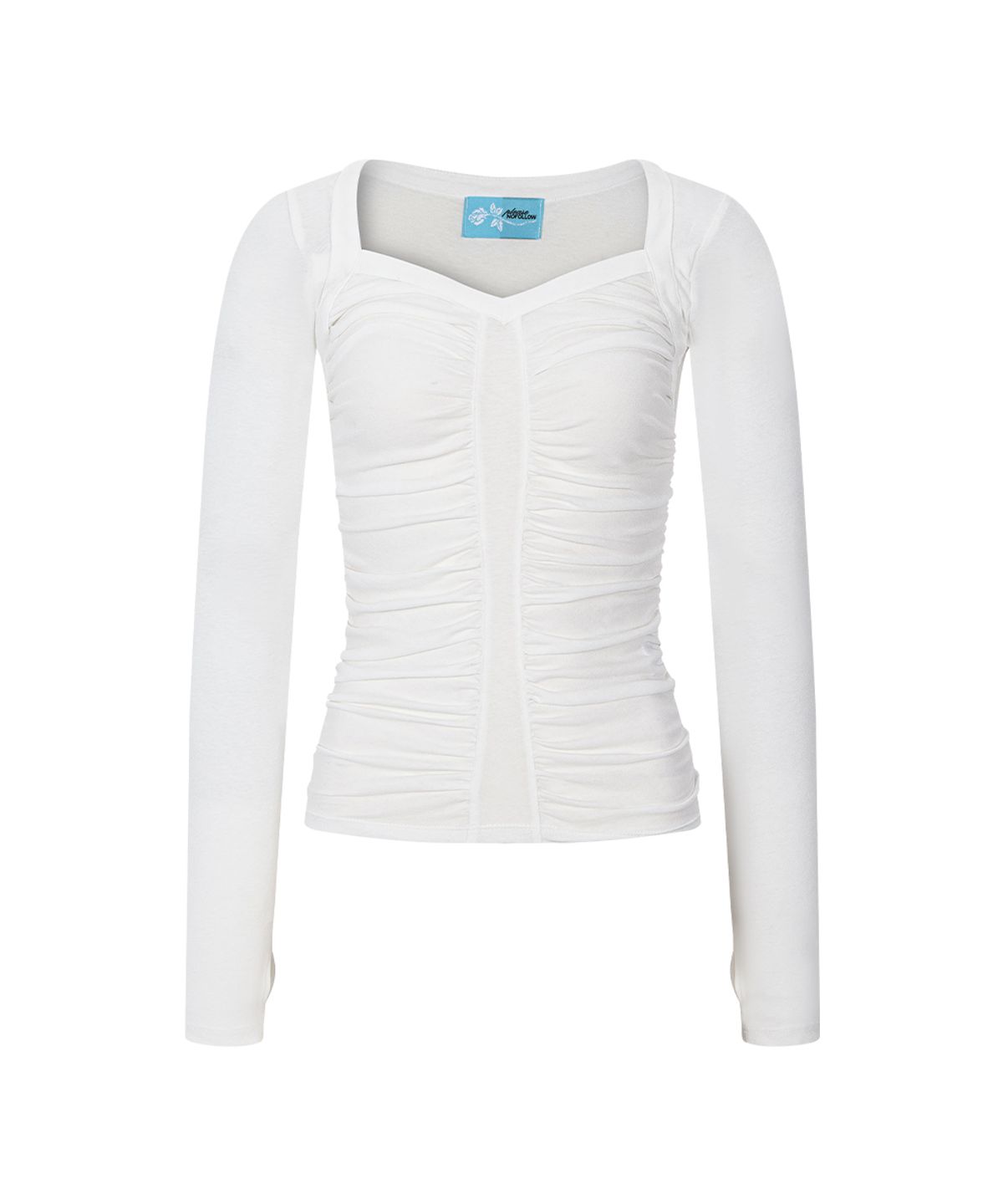 플리즈노팔로우(PLEASENOFOLLOW) Rowena Shirring Long Sleeve Top (Ivory)
